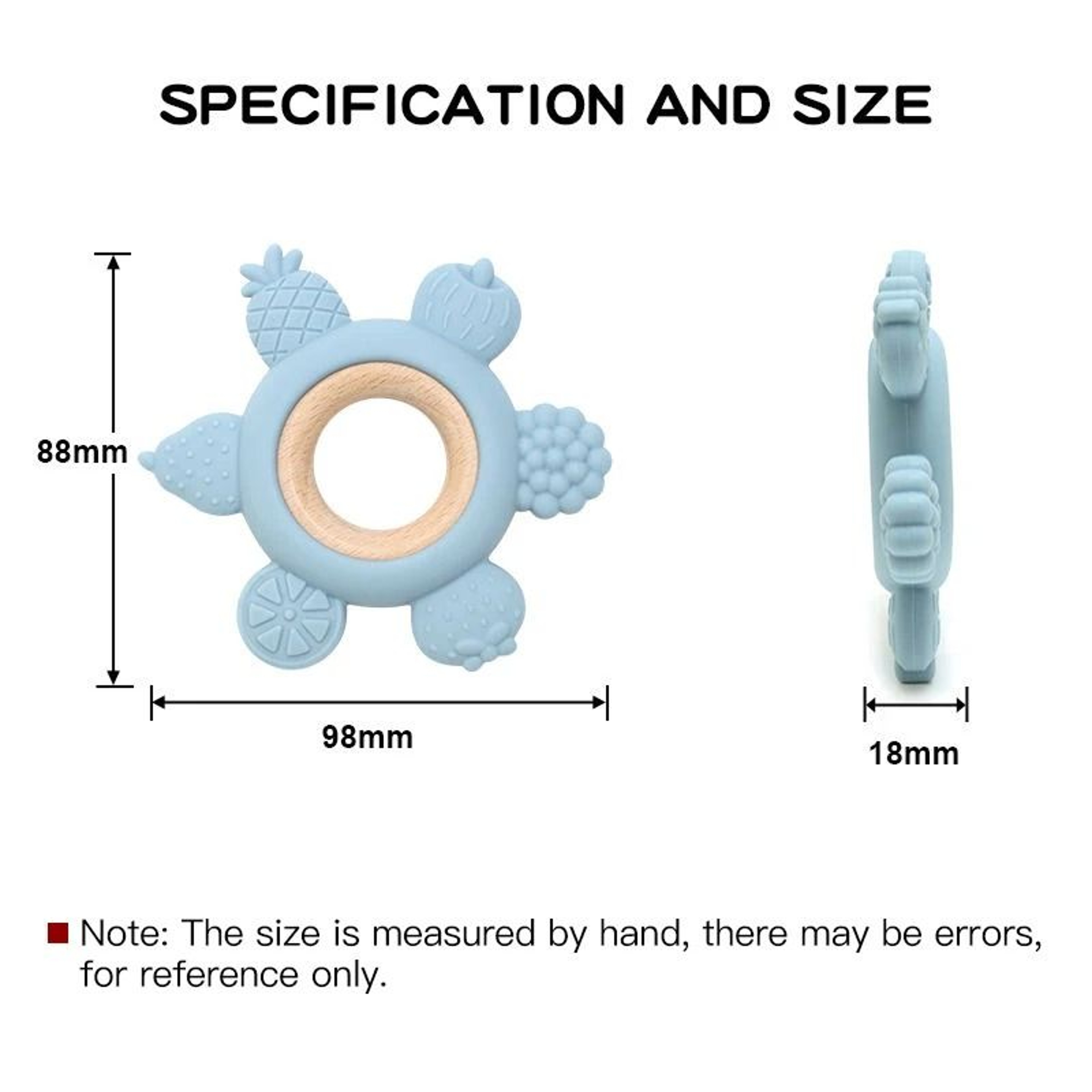 FruitTheme Silicone  Wooden Baby Teether  BPAFree Infant Chewing Toy 5