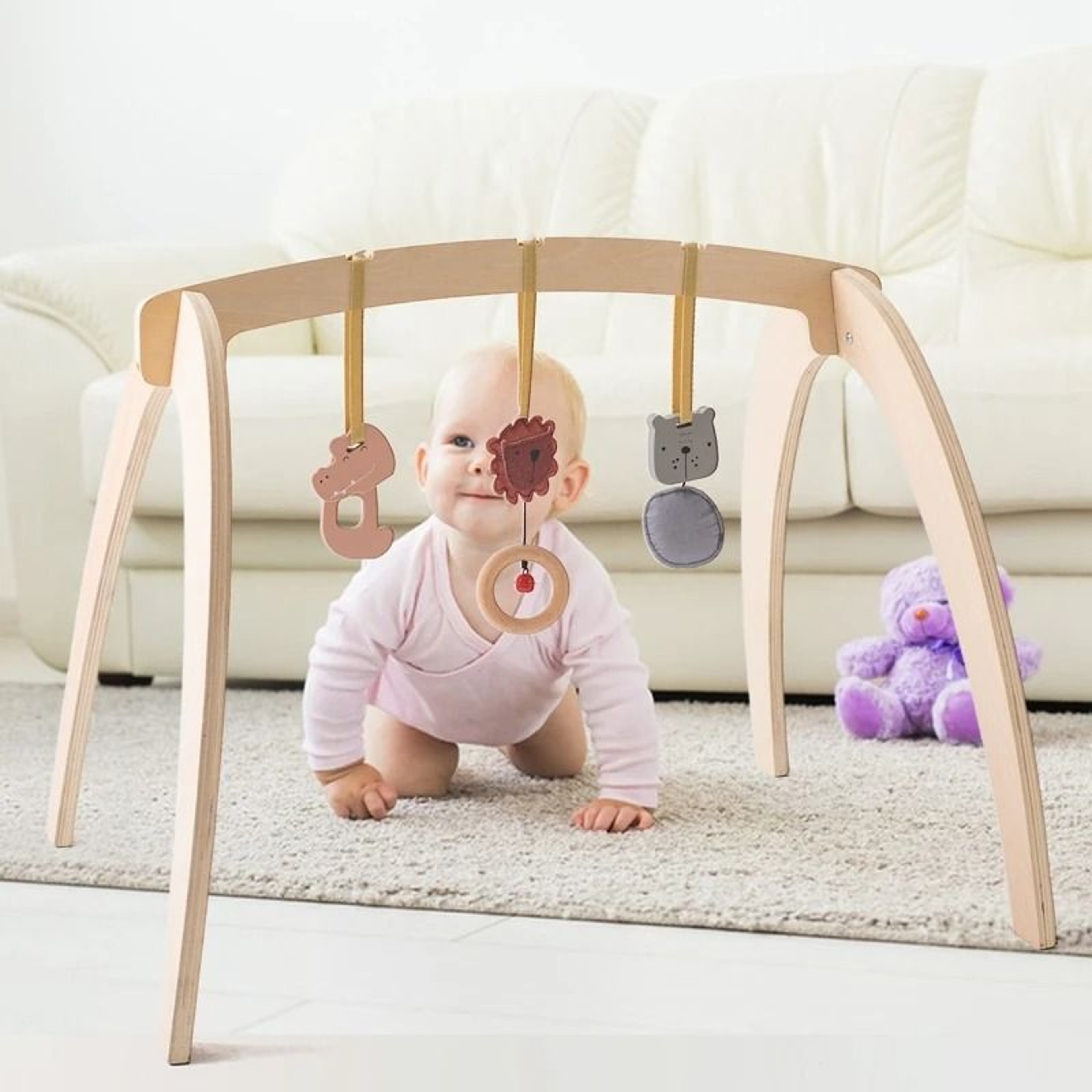 Baby Play Gym Wooden Pendants  Newborn Sensory Rattle  Room Decoration 5