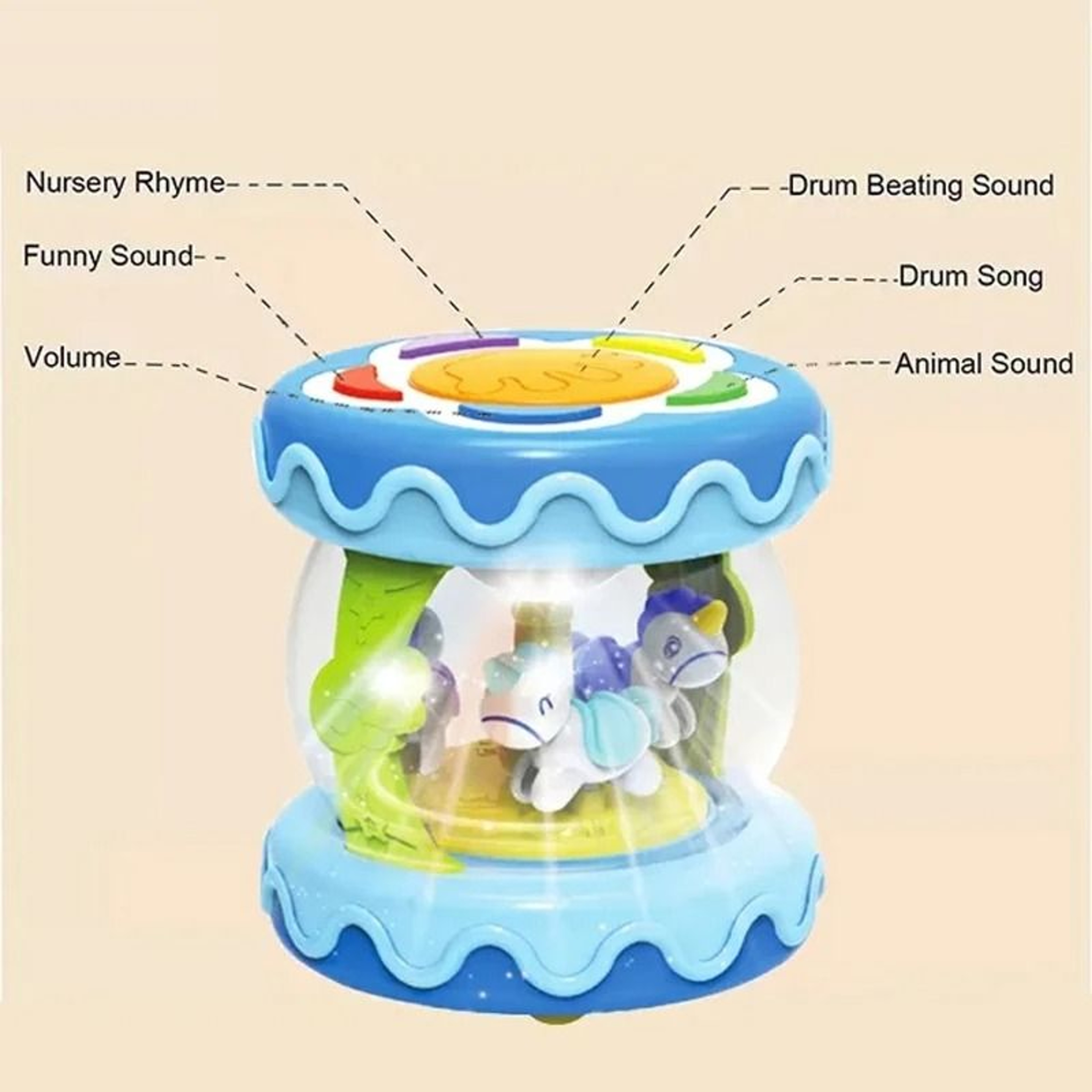 Carousel Flash Drum Toy  Early Educational Musical Machine For Toddlers 3