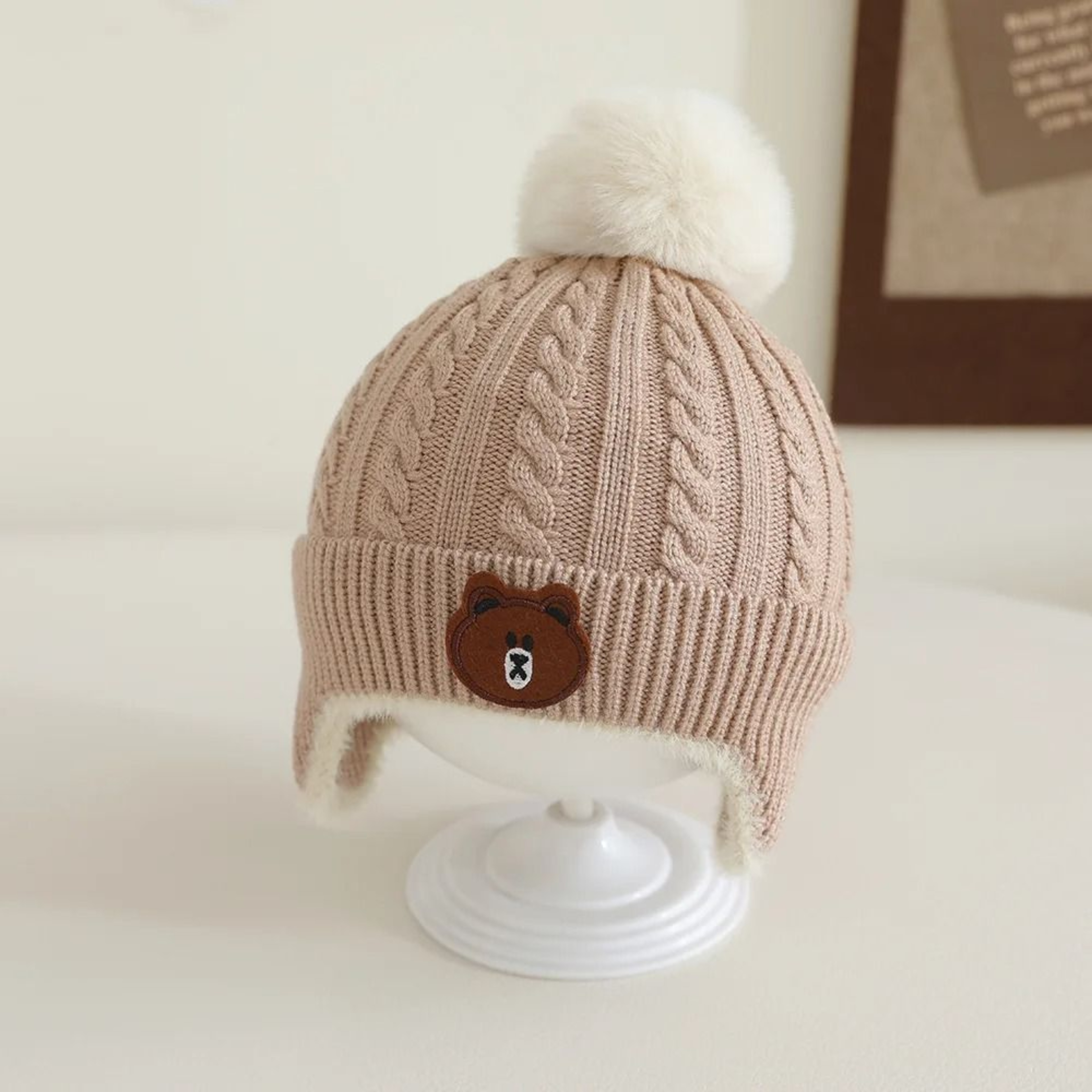 UrsineKinetic Pompom Beanie  Premium Knitted EarProtection Hat For Toddlers 9