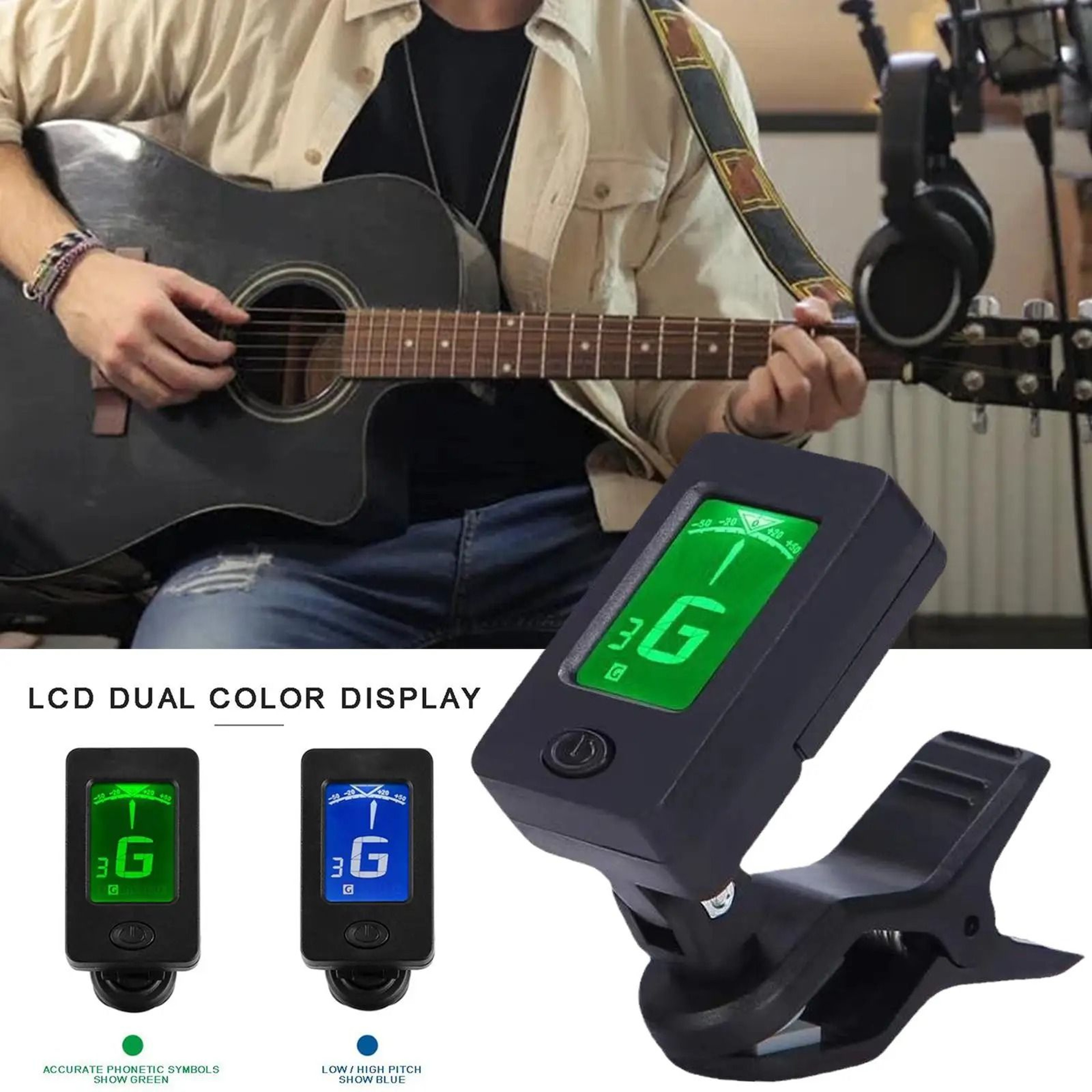ClipOn 360 Digital Guitar Tuner And HighPerformance LCD Tuning Architecture 0