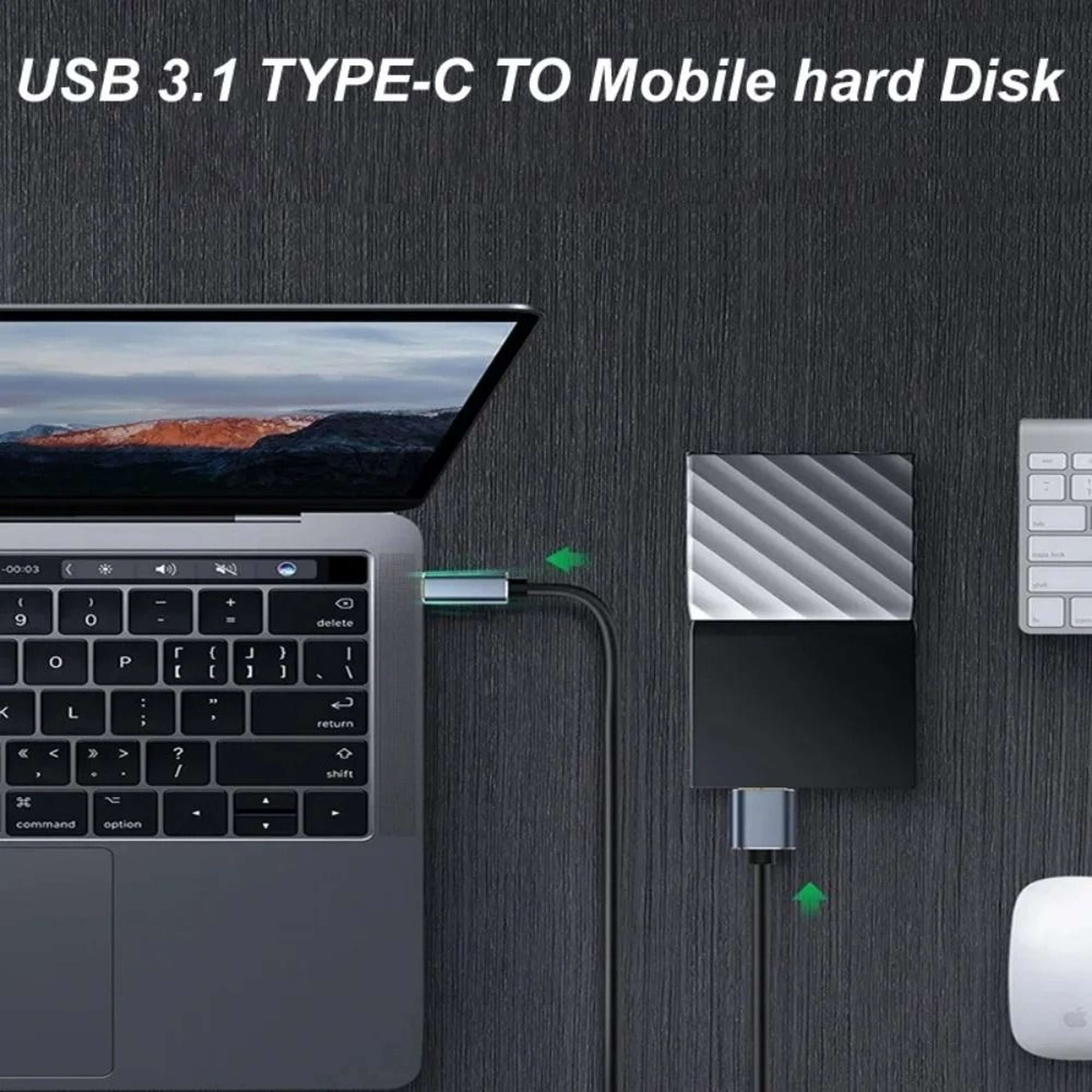USB 30 TypeC To MicroB HighFidelity External Hard Drive Data Cord 4