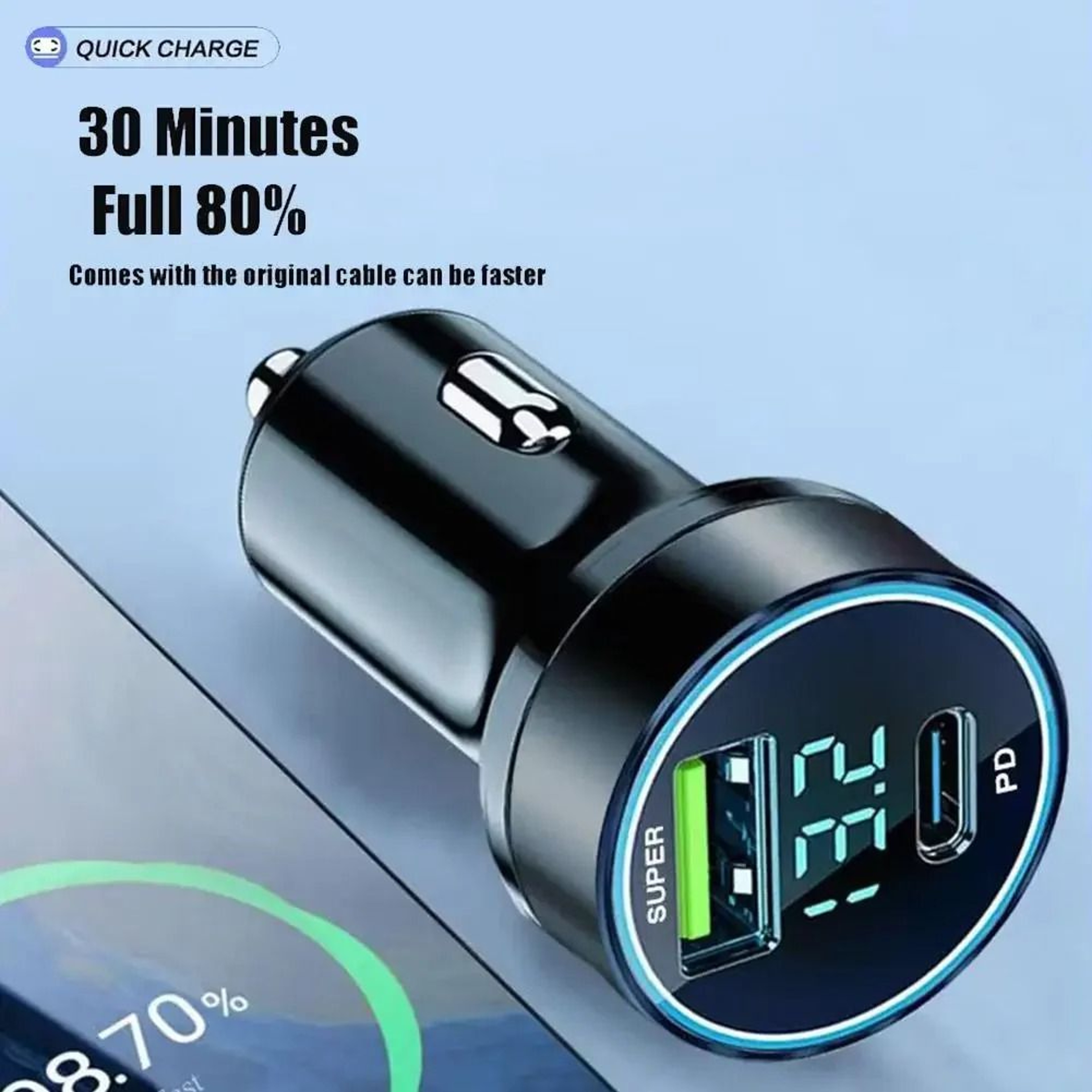 120W HighFidelity USBC Super Fast Car Charger And Power Adapter Hub 4