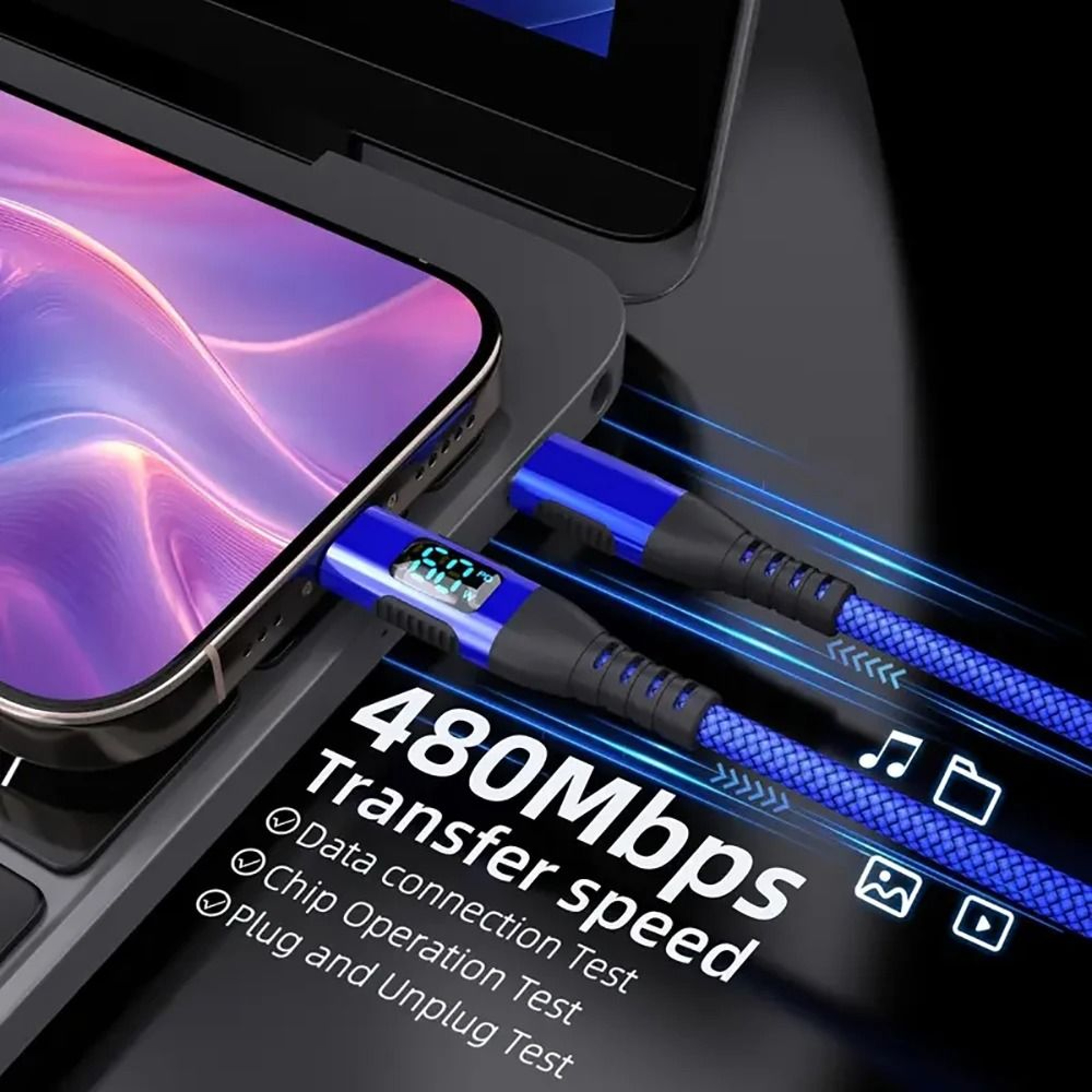 100W PD HighFidelity USBC To USBC Super Fast Charging And Data Sync Cord 4