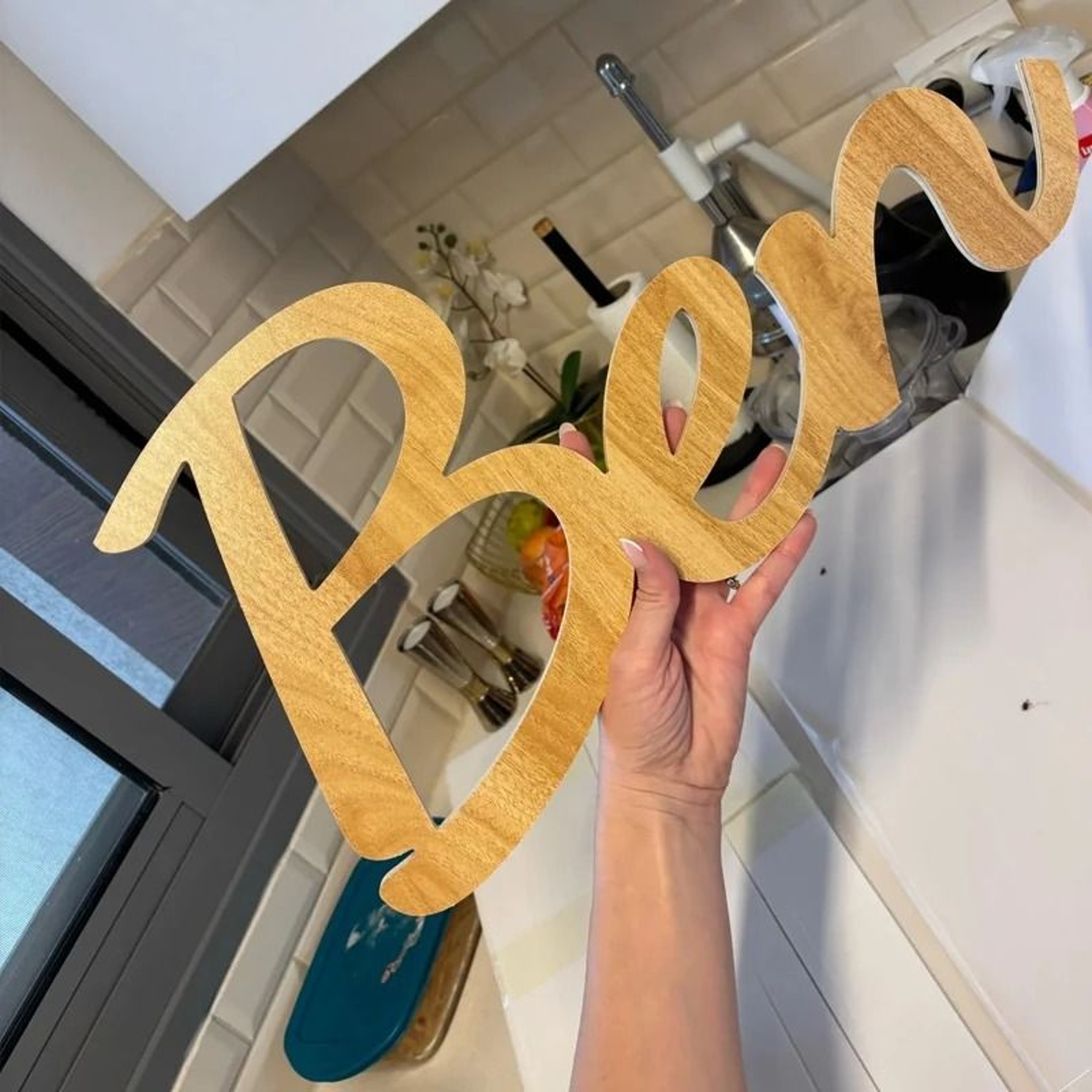 Personalized Script Wooden Name Sign 3
