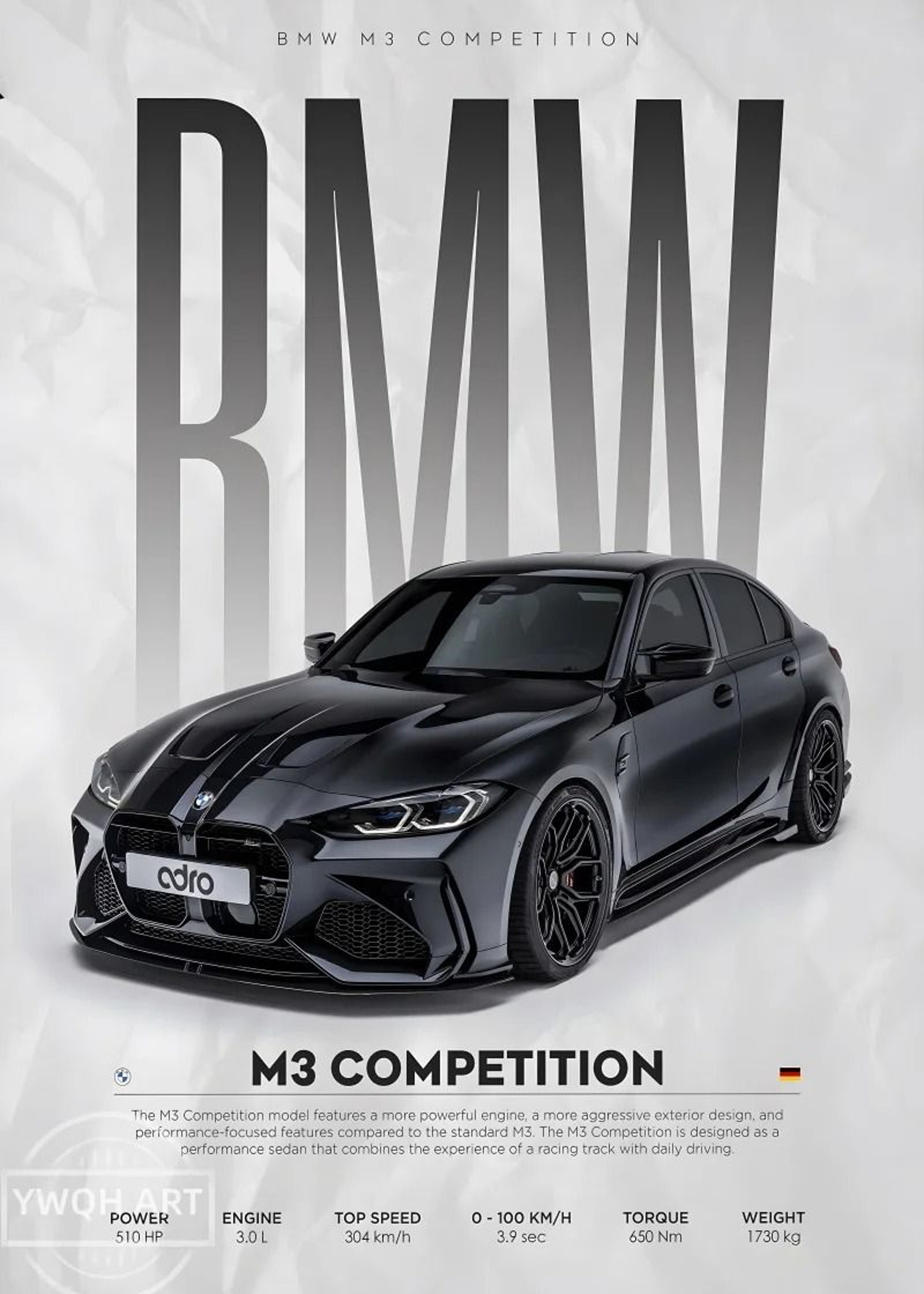 Modern Black Luxury Sports Car Mural  Famous Competition Cars Canvas Art 12
