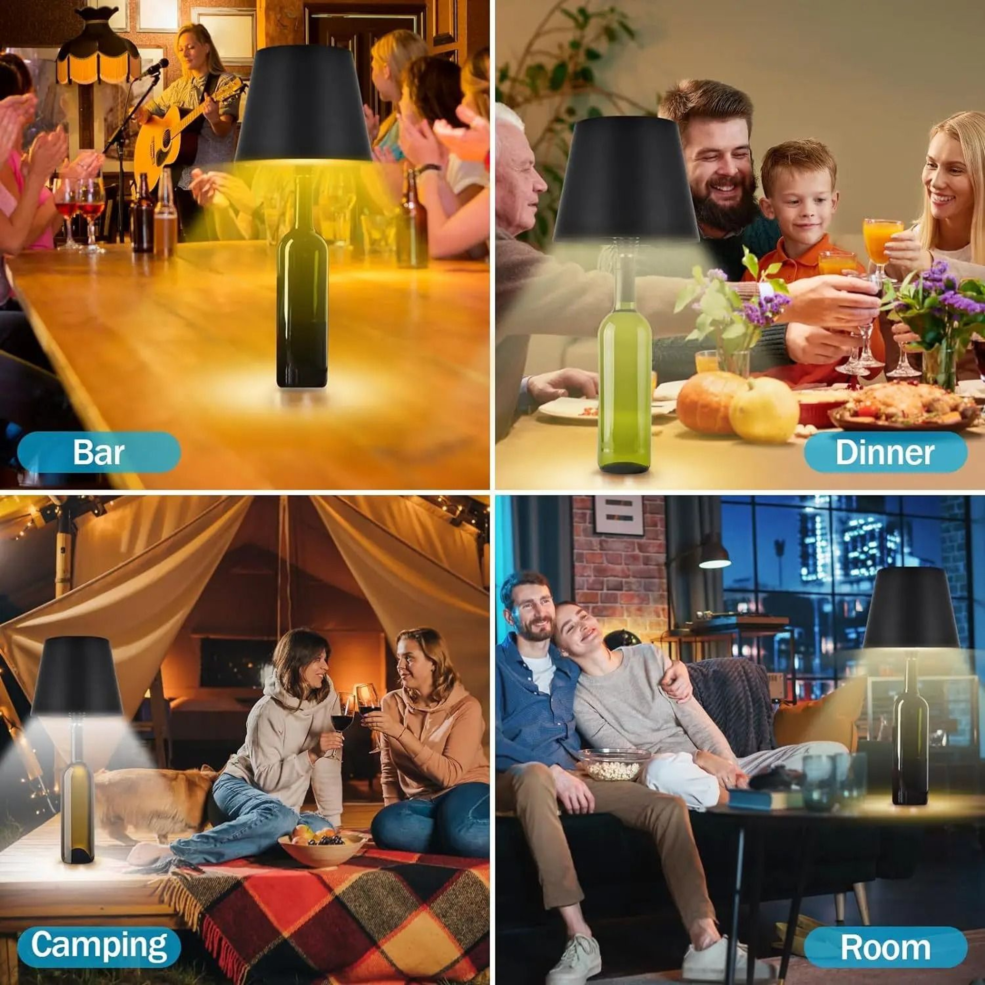 Wireless LED Wine Bottle Lamp  TouchControl Portable Table Light For Home  Bars 5