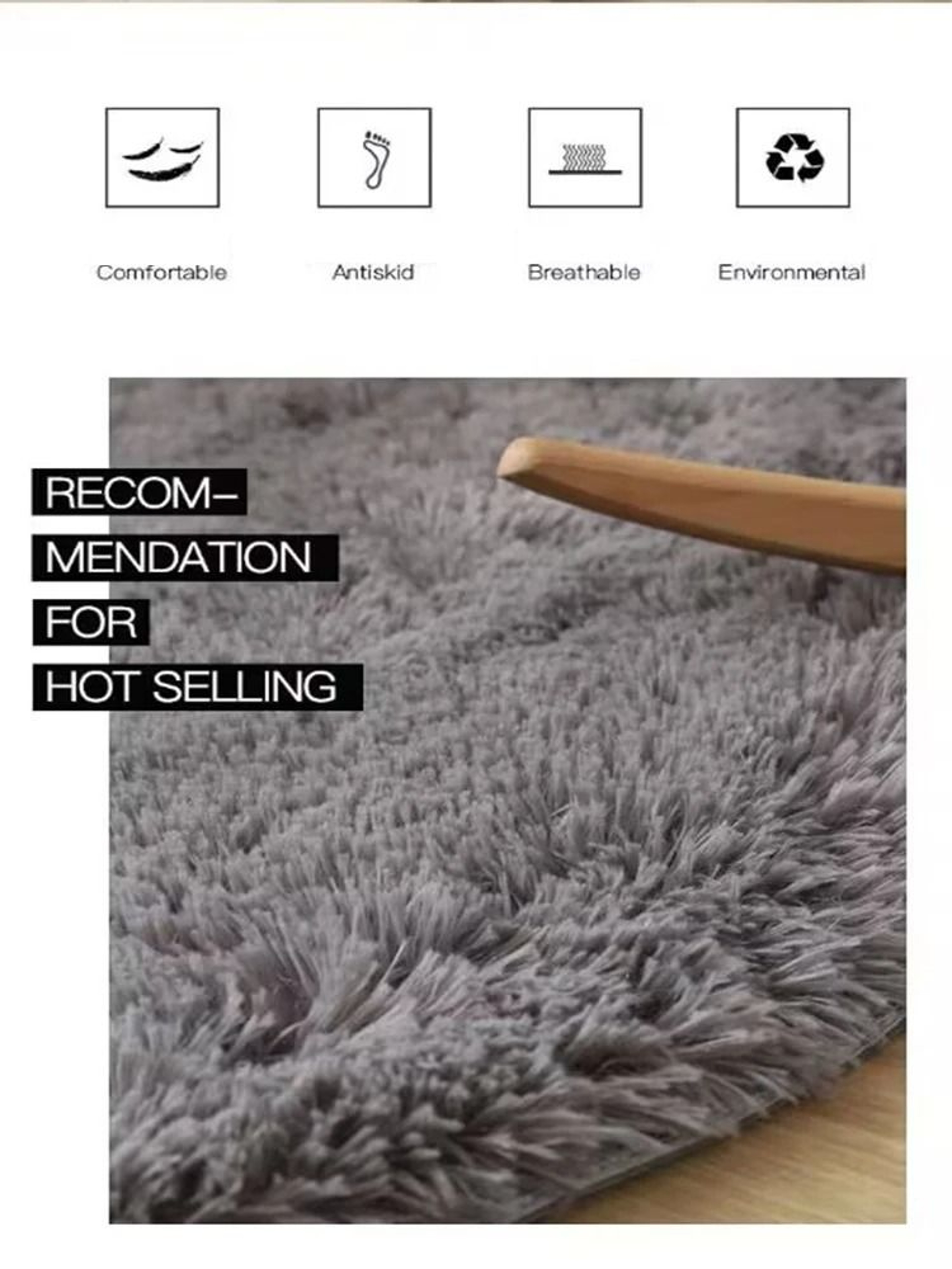 UltraSoft Plush Round Carpet  Fluffy White Room Play Mat  NonSlip Bedside Rug 3