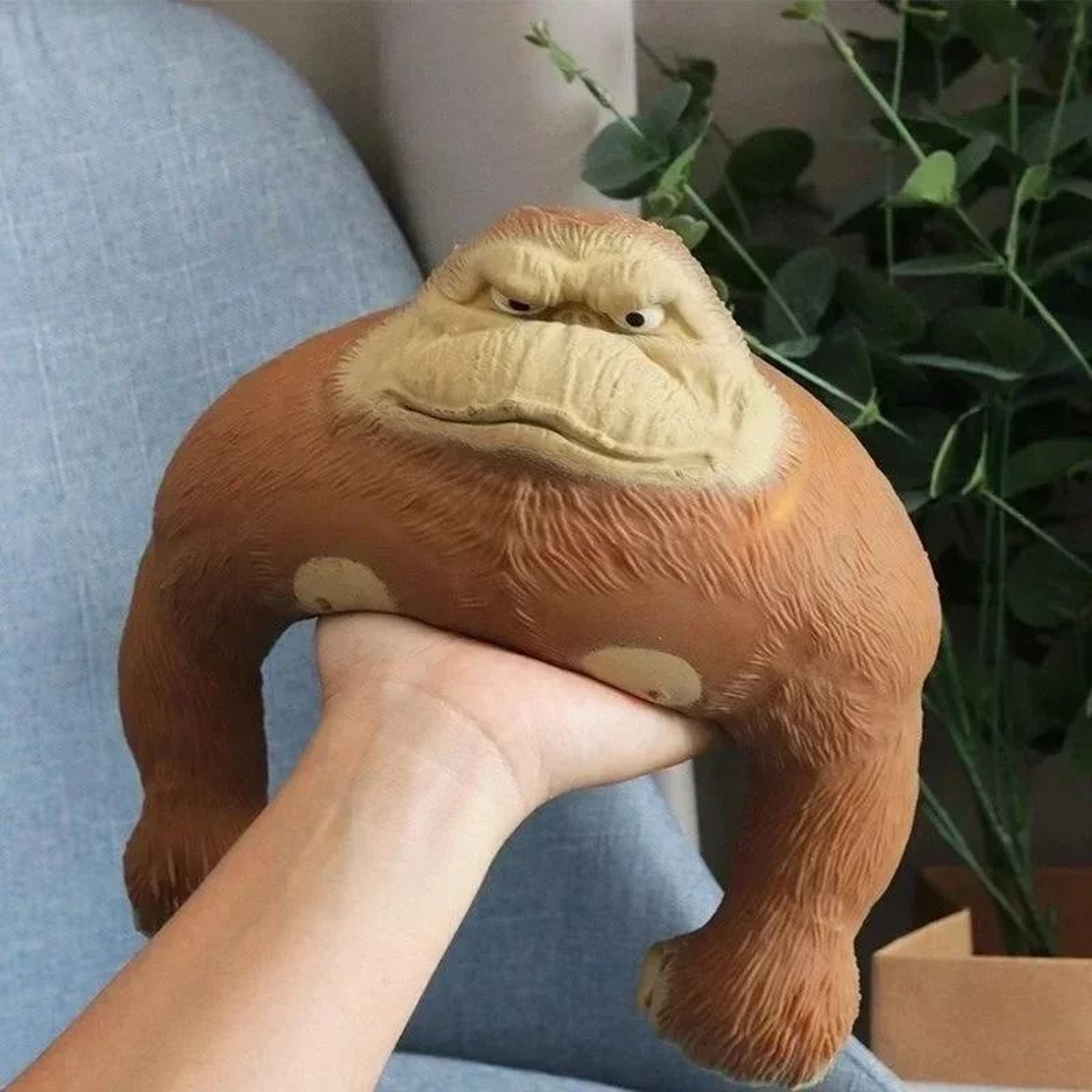 Stretchable Gorilla Figurine  Humorous Expression Monkey Statue  Squeeze Stress Toy 4