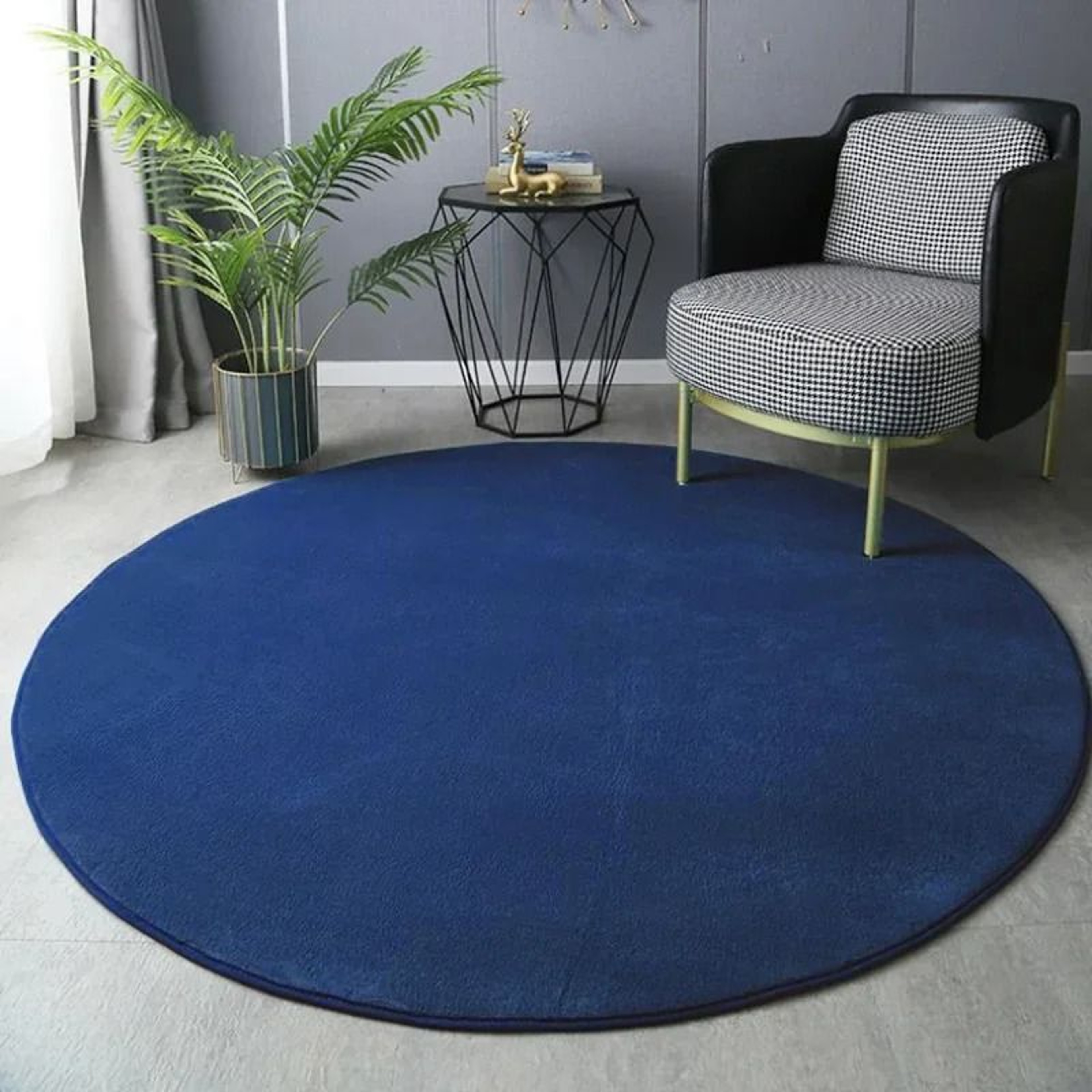 Modern Coral Velvet Round Carpet  UltraSoft Short Plush Living Room Rug 3