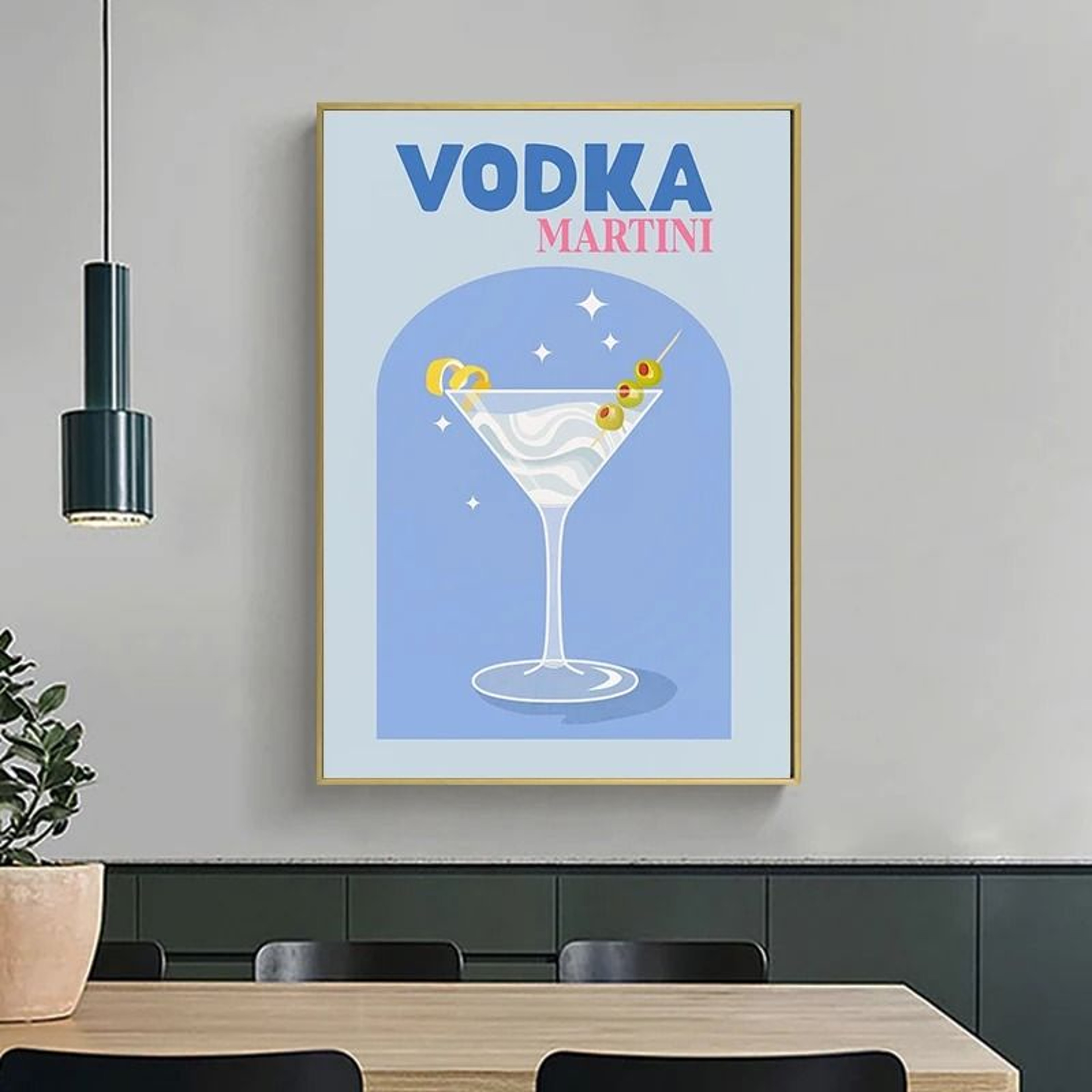 Trendy Colorful Cocktail Posters  Modern Whiskey Bar Cart Canvas Prints 2