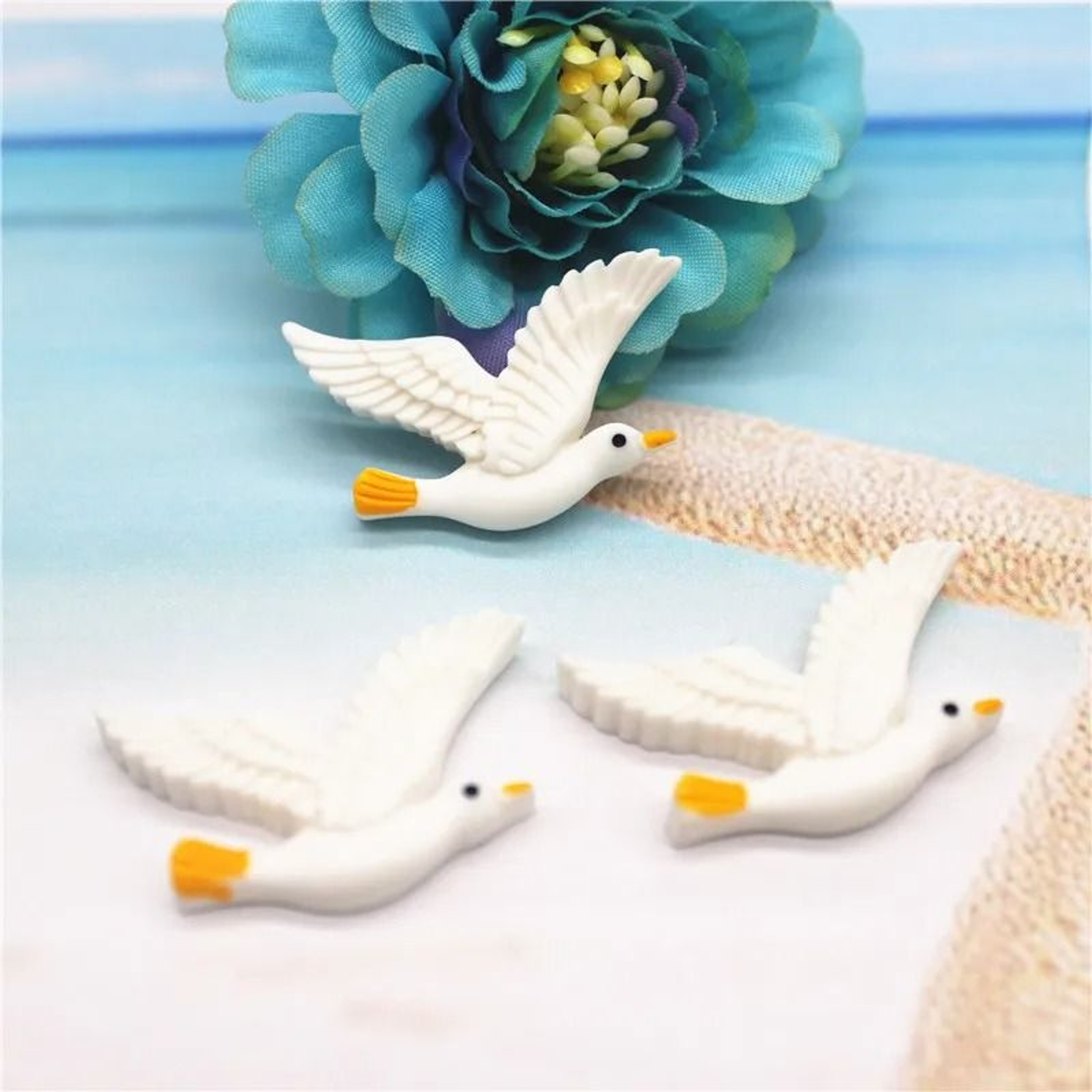 Miniature Marine Beach Resin Charms  DIY Nautical Craft  Flatback Decor Set 1