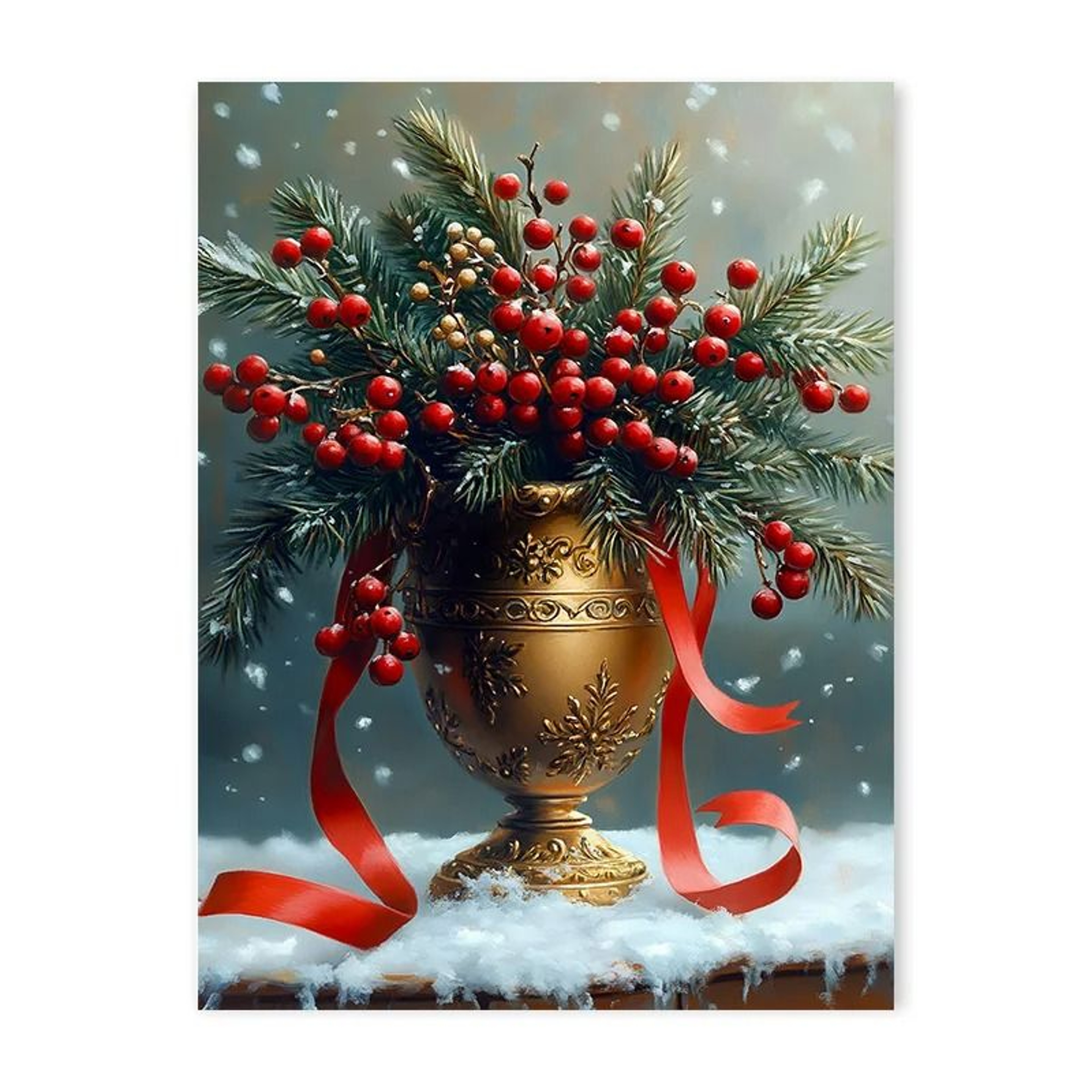 Vintage Red Truck  Winter Snow Canvas Art  Nordic Reindeer  Fireplace Holiday Decor 10
