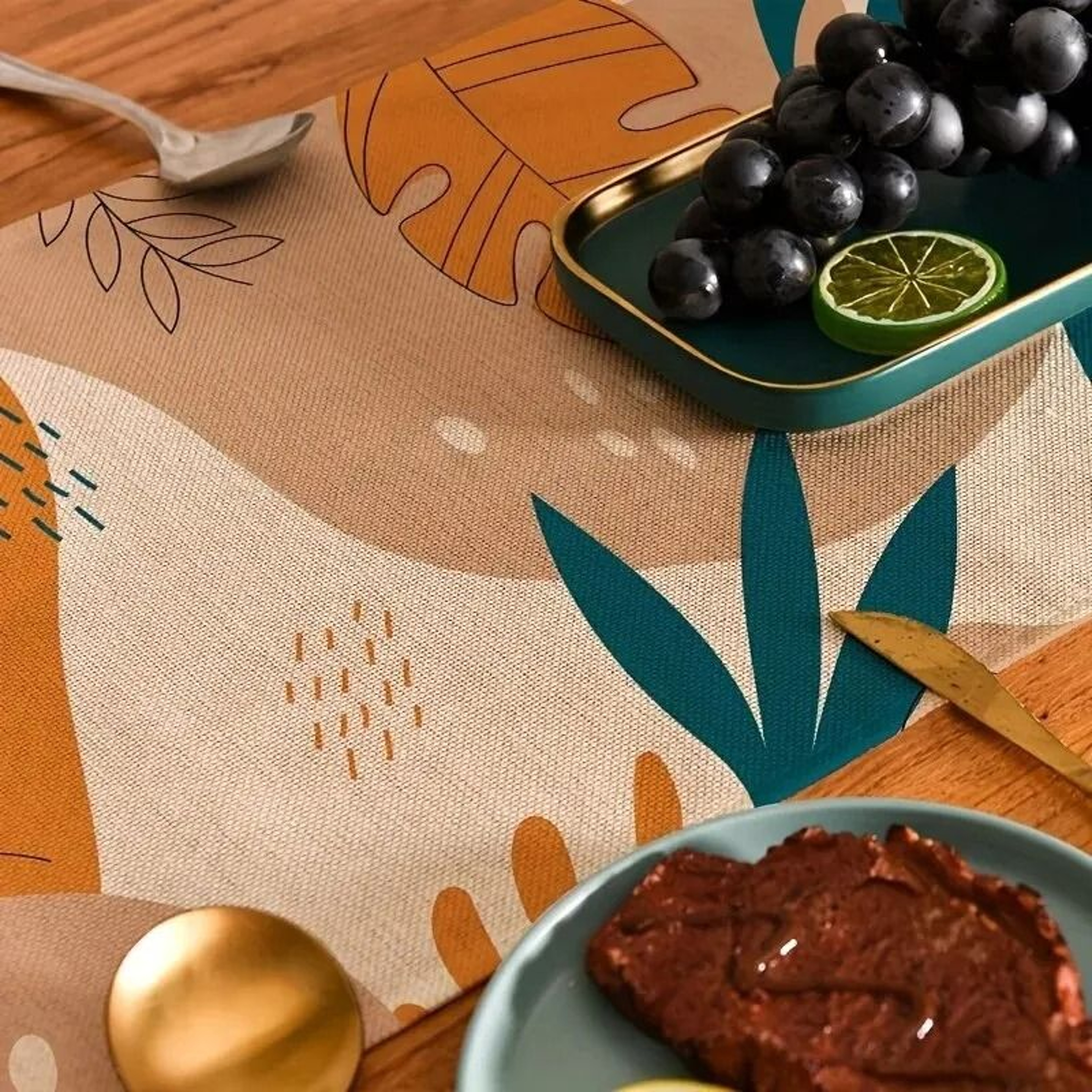 Minimalist Bohemia Plant Table Runner  Modern Linen Dining Decor 13x70 Inch 5
