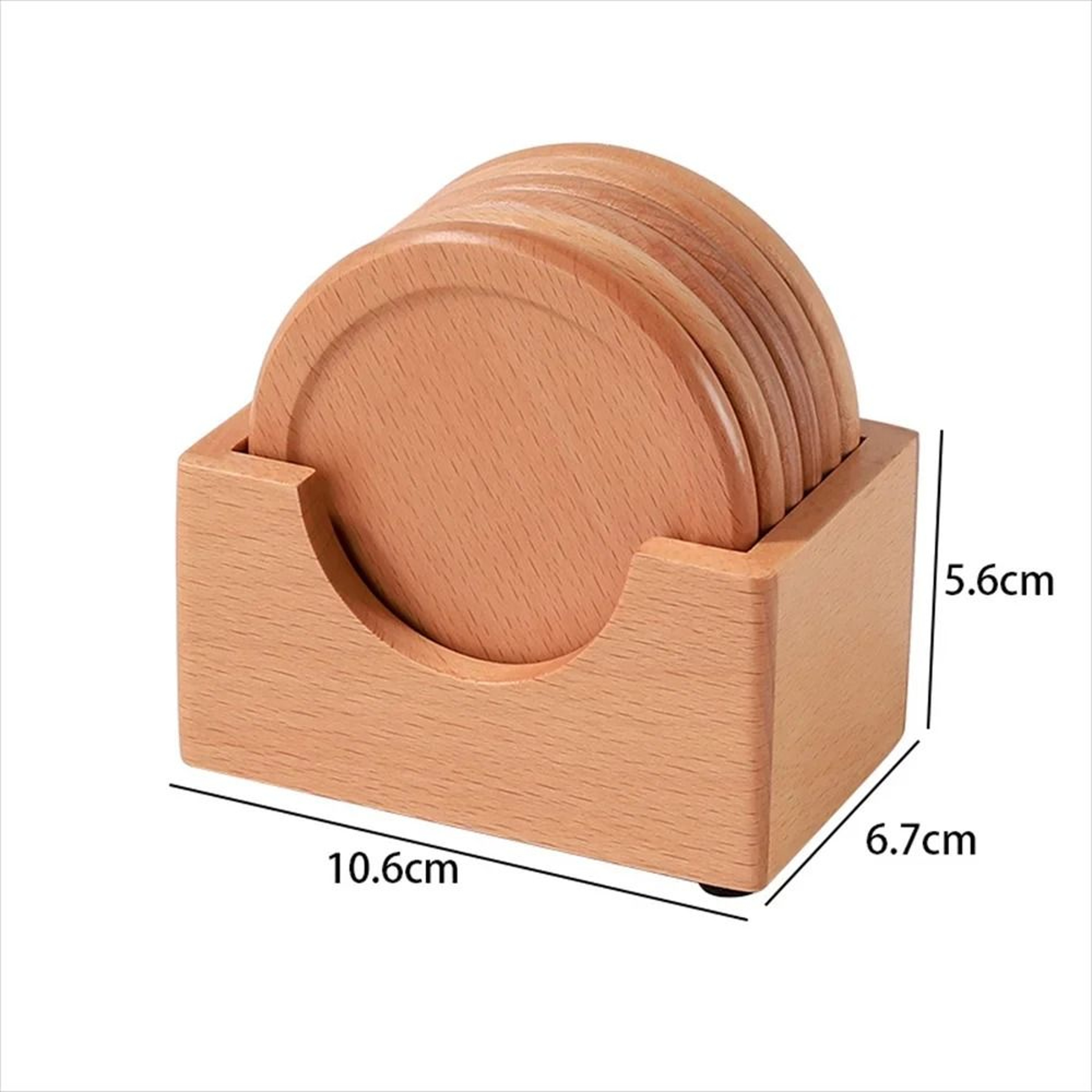 Premium Walnut Wood Coaster Set  6Piece Round Japanese Insulated Beverage Mats 7