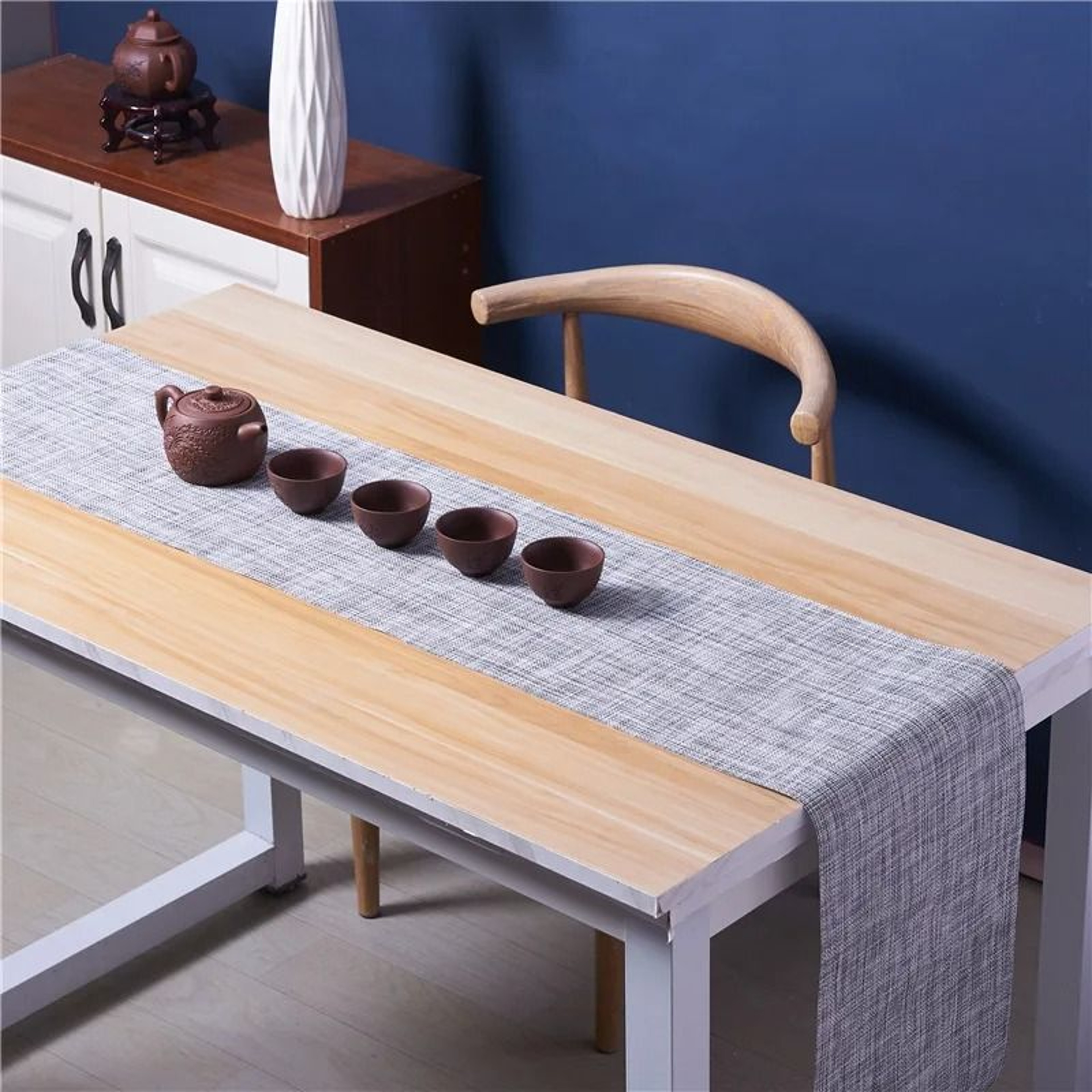 Modern Woven Vinyl Table Runner  HeatResistant  NonSlip PVC Dresser Cover 7