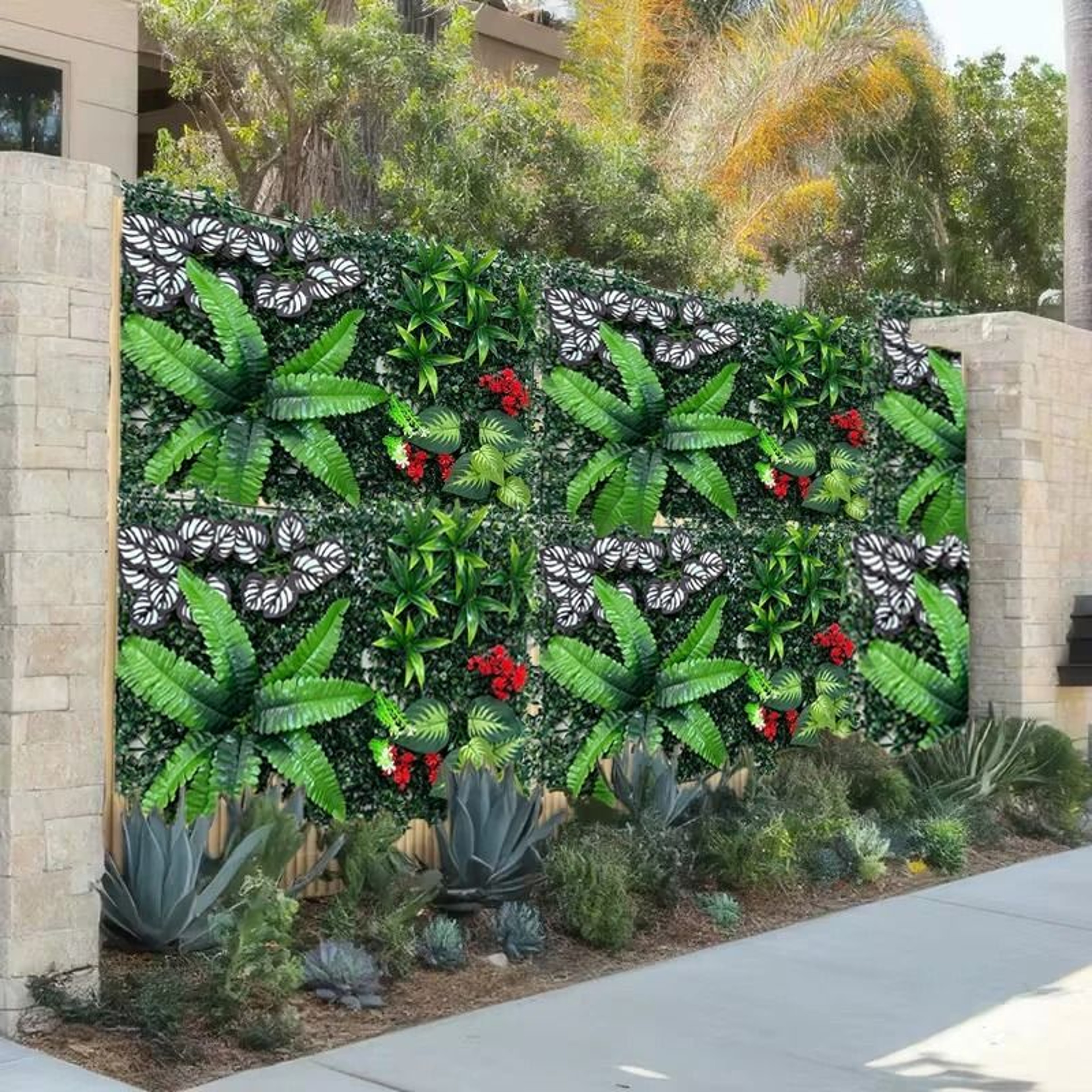 Tropical Artificial Green Wall Panel  60cm Lush Vertical Garden For Outdoor Privacy  Indoor BioDeco 3