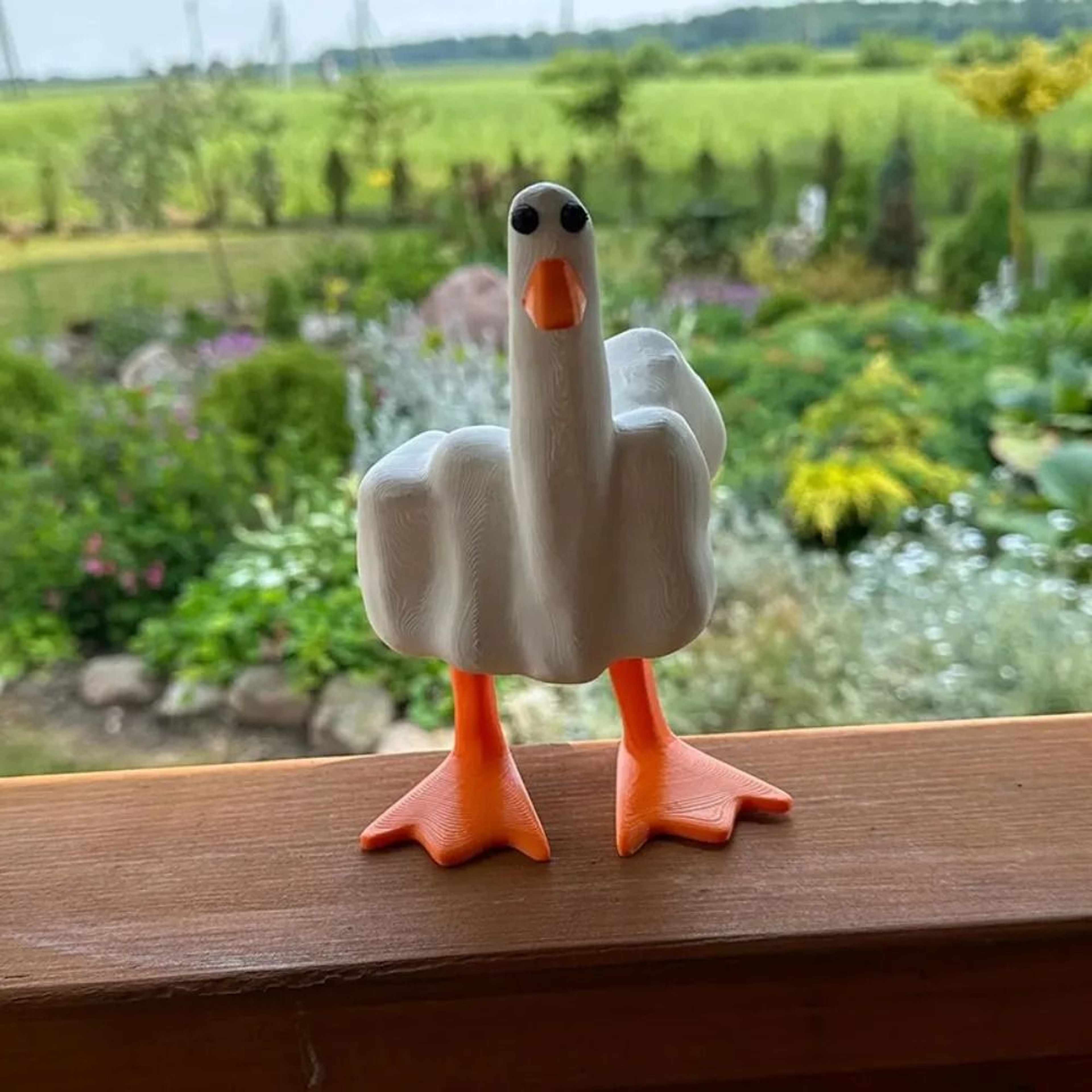 Rebellious Middle Finger Duck Statue  Hilarious Resin Sculpture For Garden Home Office  Quirky Desk 4