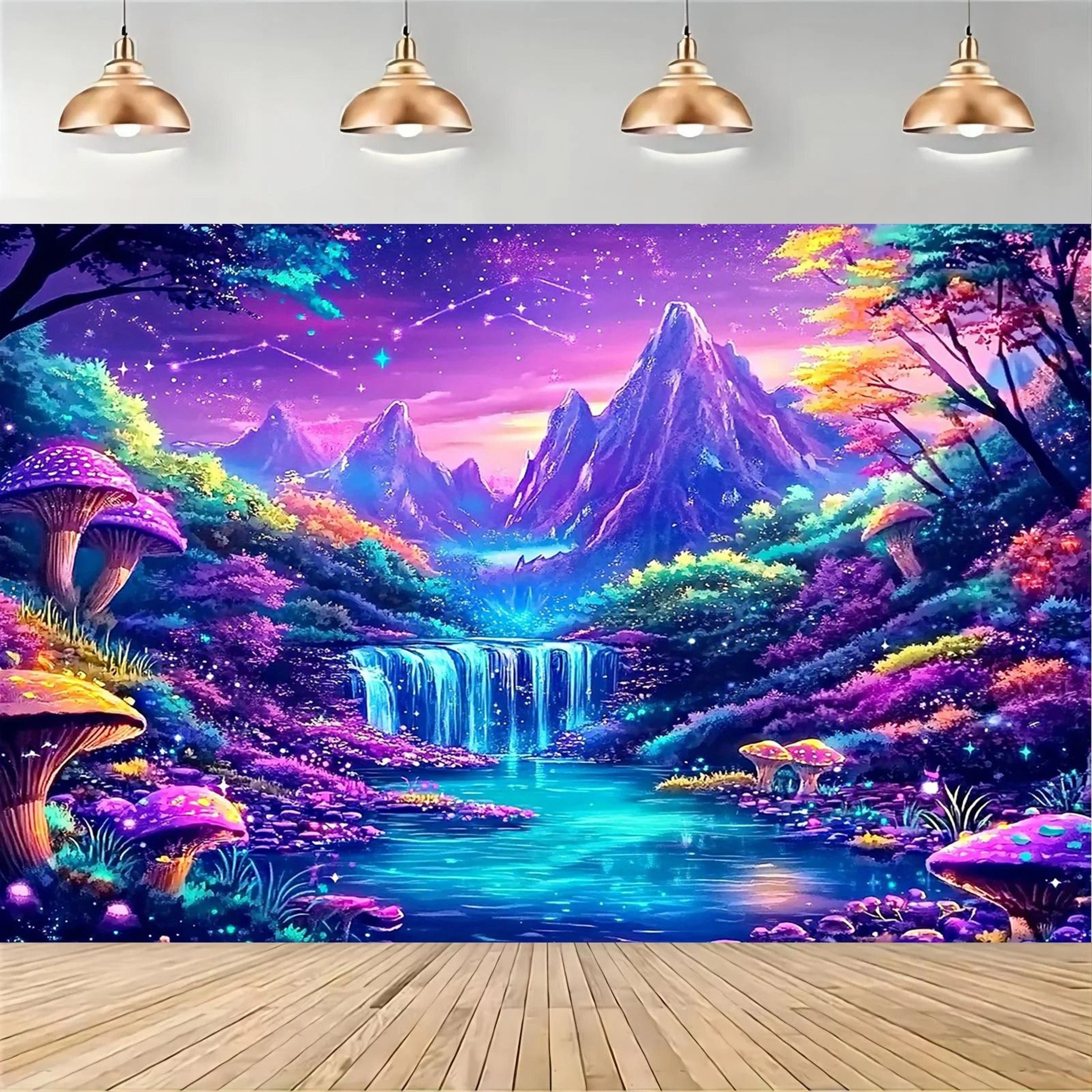 VIKAMA Fantasy Forest Glow Tapestry  Magic Mushroom Wall Hanging  Neon Decor For Bedroom Dorm  Part 1