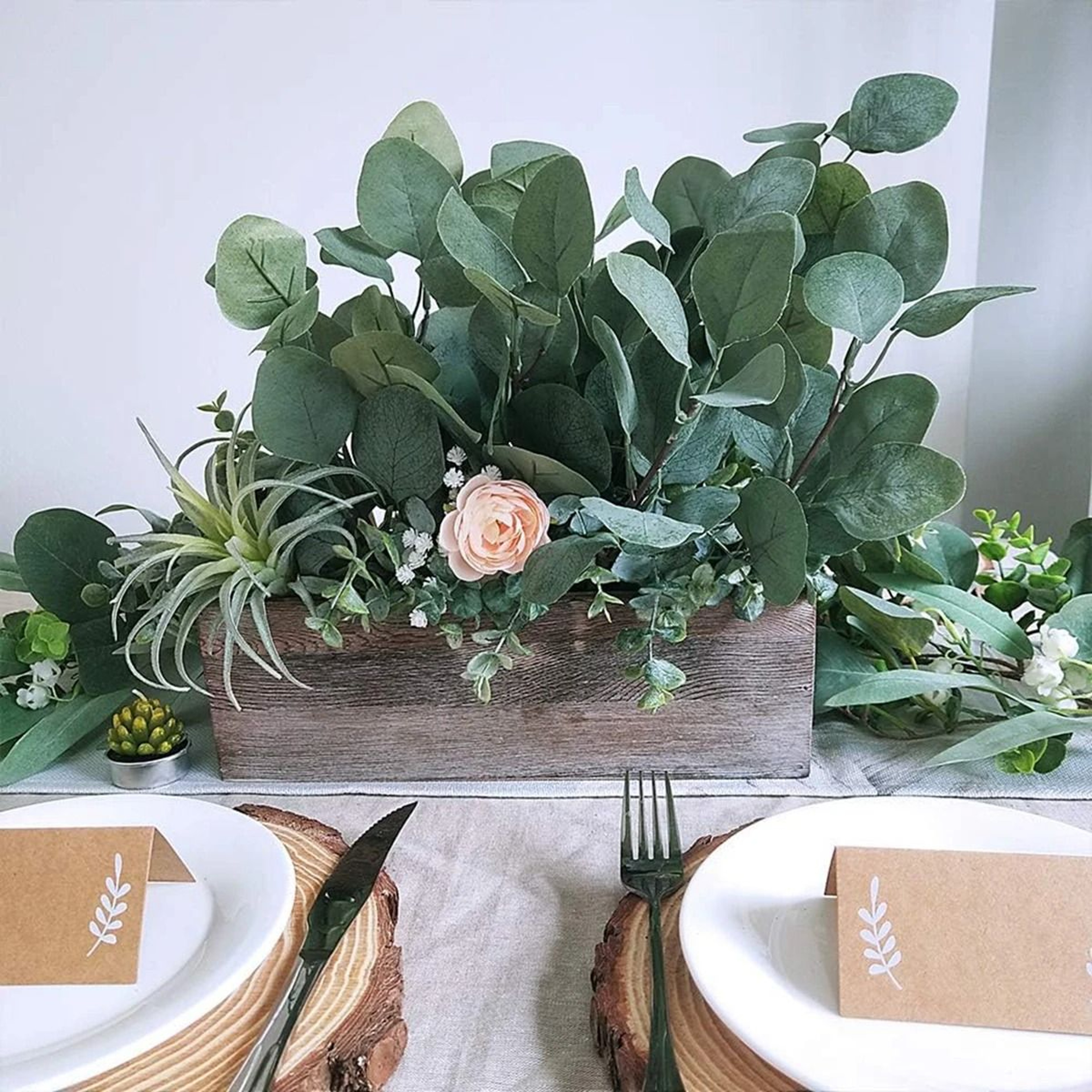 10Pcs Silk Eucalyptus Leaves  Artificial Silver Dollar Greenery  Faux Plants For Wedding Decor  Hom 3