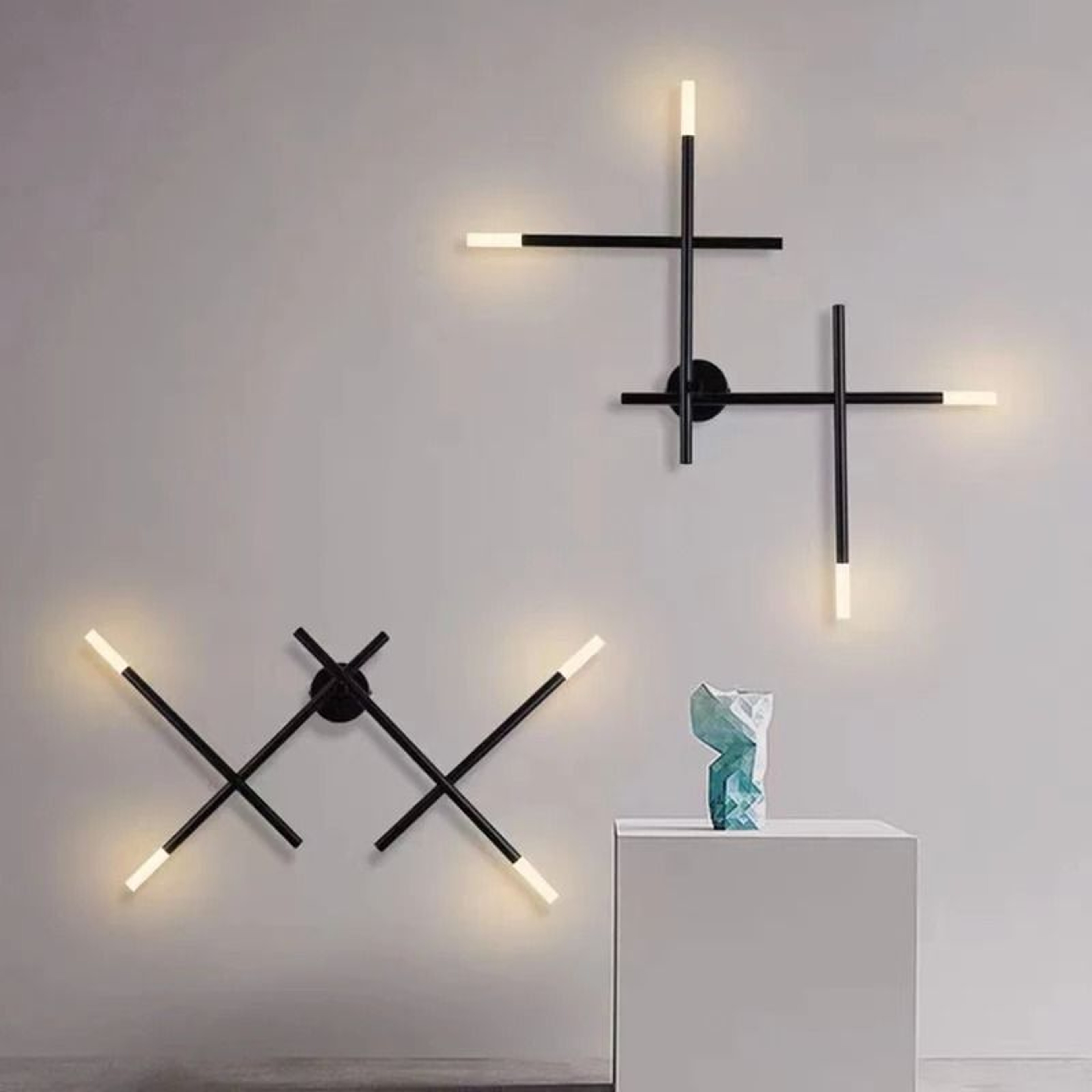 Nordic Line Art Wall Lamp  Modern Minimalist Cross Sconce  Creative LED Background Light For Bedsid 0