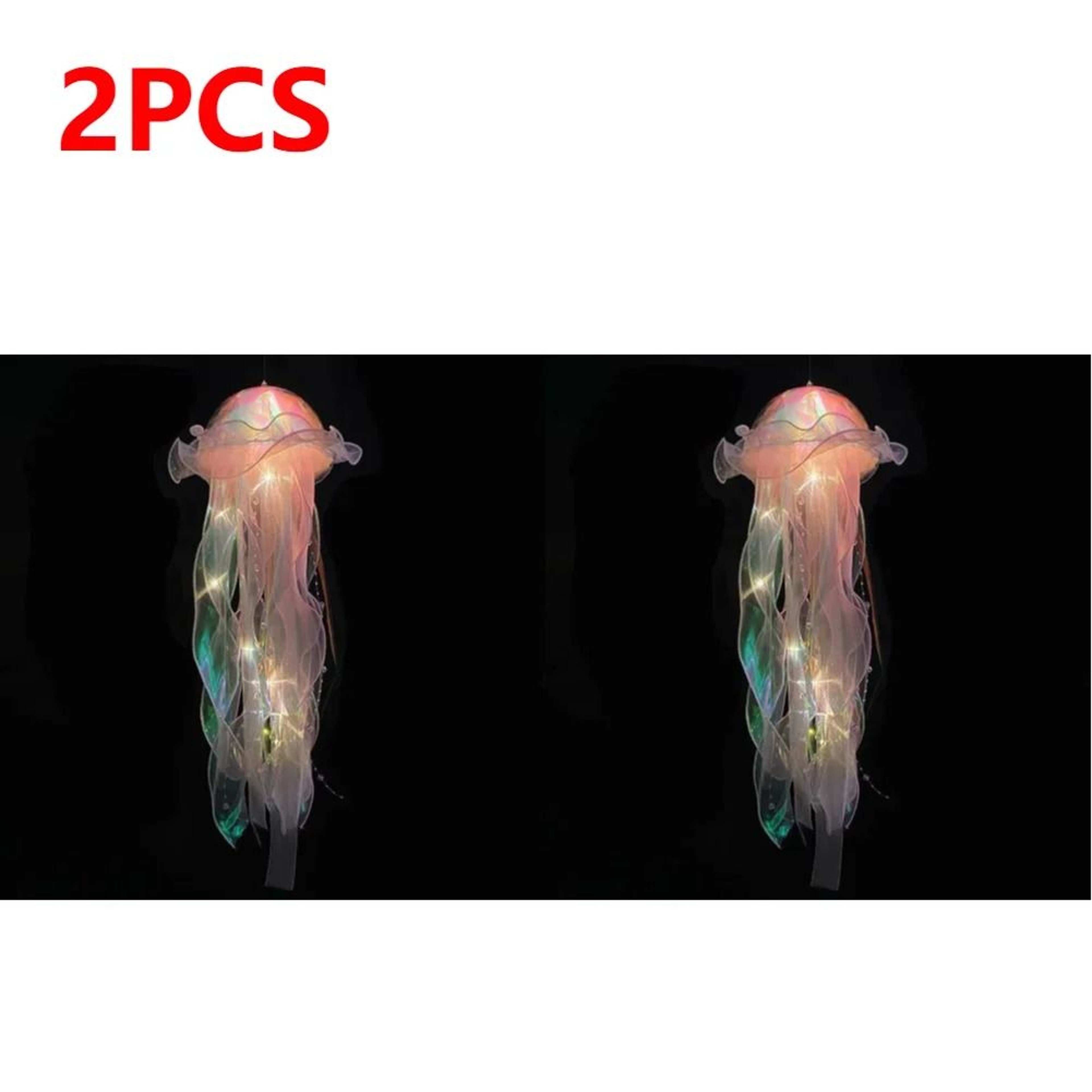 DIY Iridescent Jellyfish Lantern  Hanging Bedroom Night Light  Colorful Fantasy Ribbon Ceiling Lamp 4