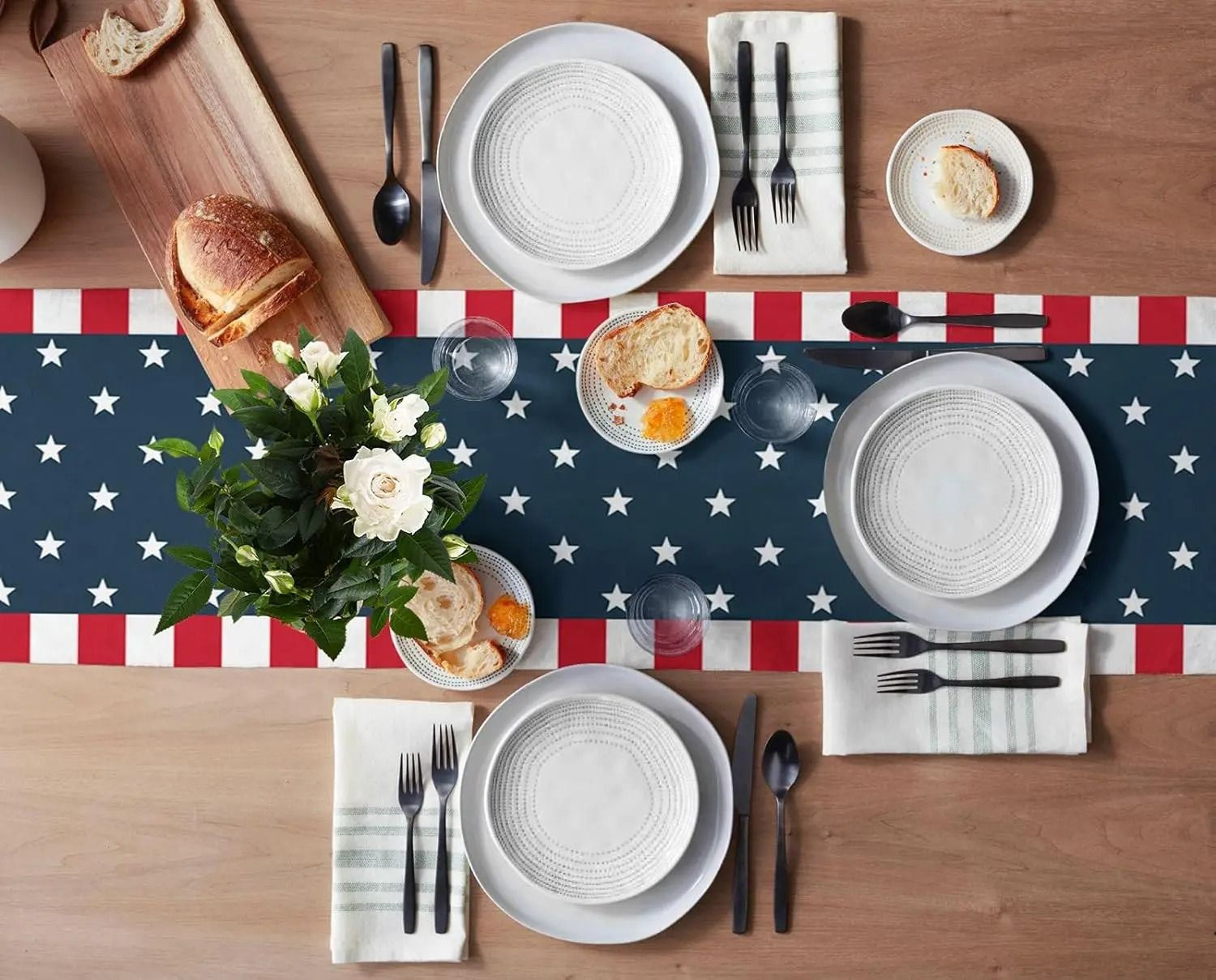 Independence Day Linen Table Runner  4th Of July Farmhouse Decor  Professional Patriotic Holiday Di 3