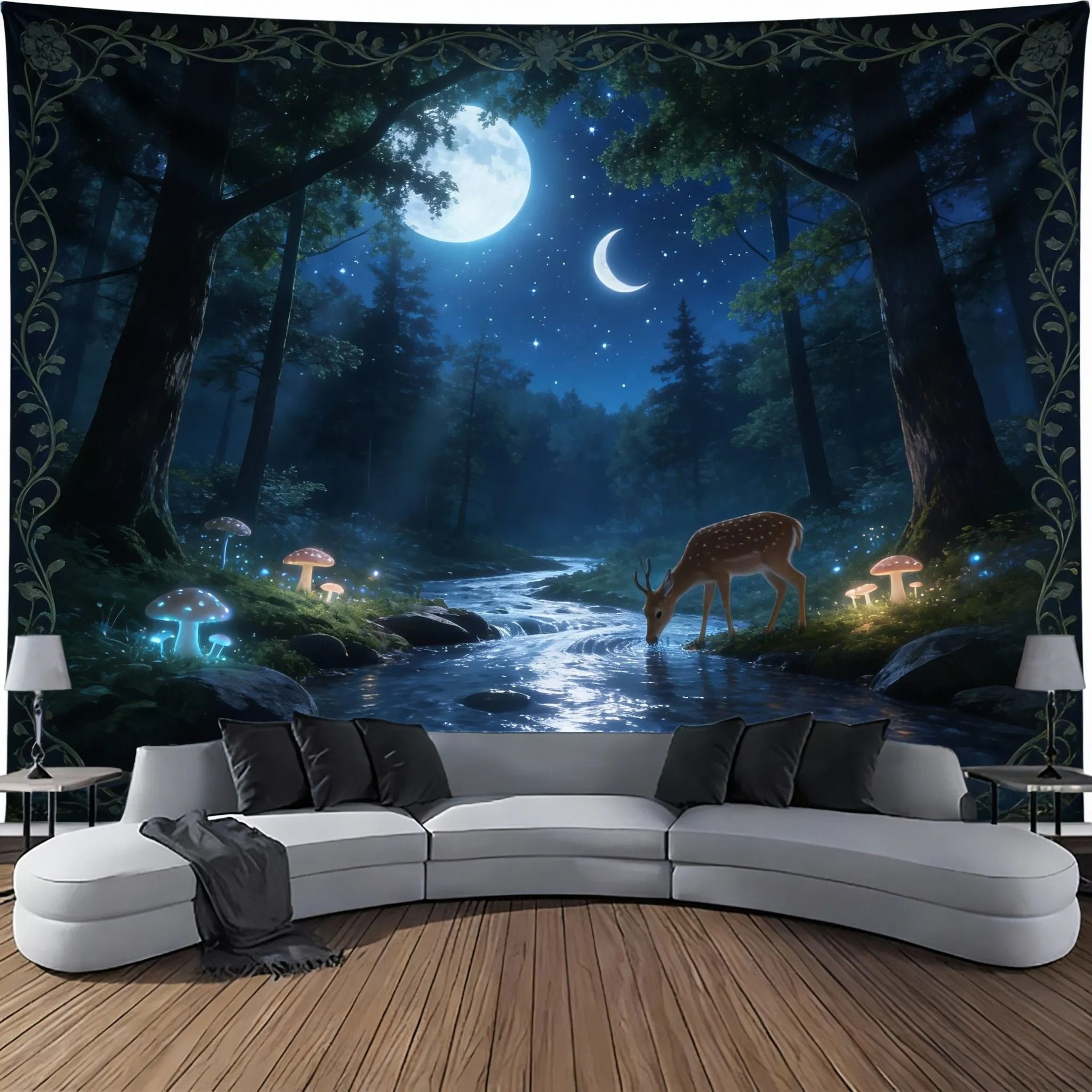 Waterfall Canyon Landscape Tapestry  Ultra Large Nature Wall Hanging  Professional Executive Home   7