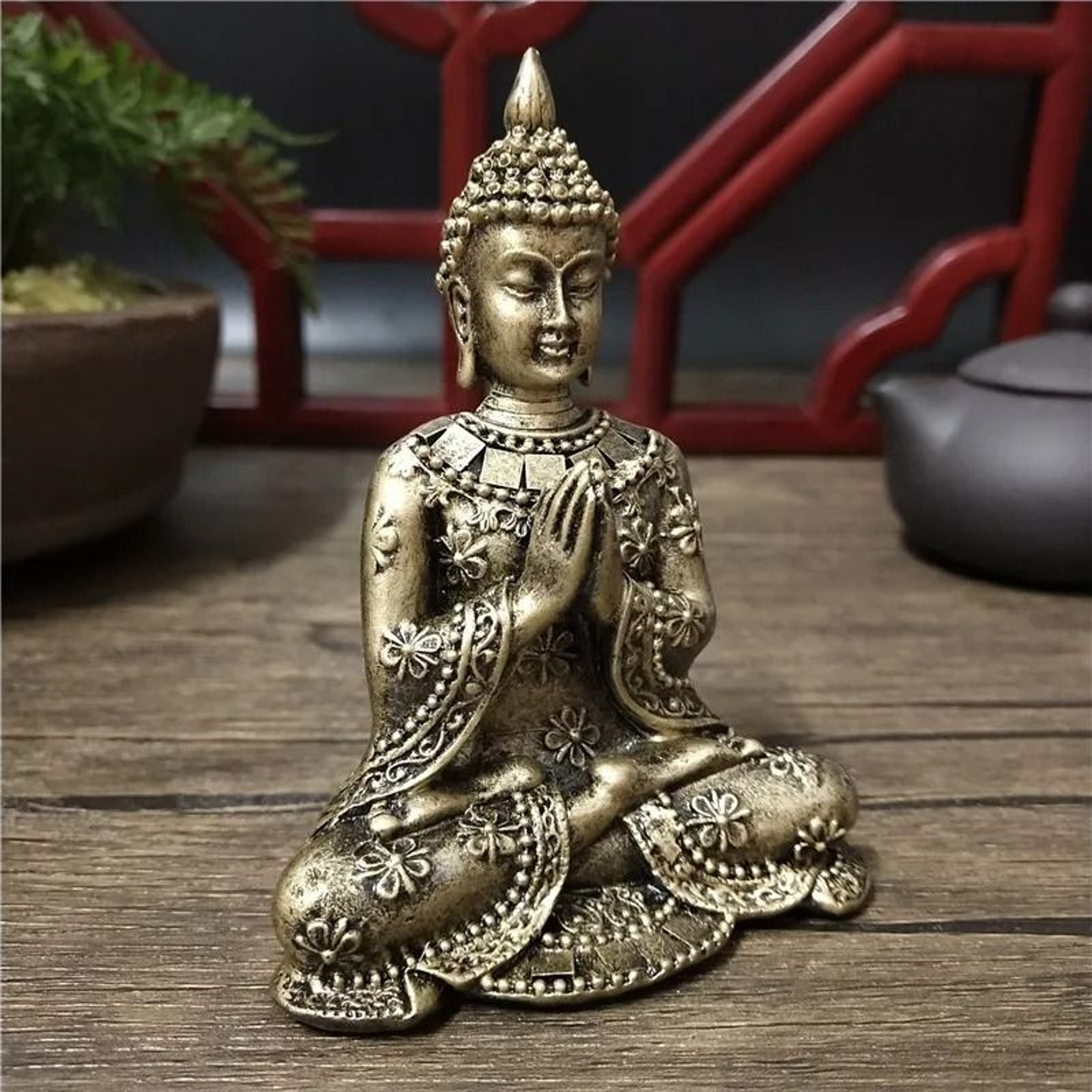 Thai Meditation Buddha Statue  Bronze Resin Feng Shui Sculpture  Professional Executive Zen Sanctua 1