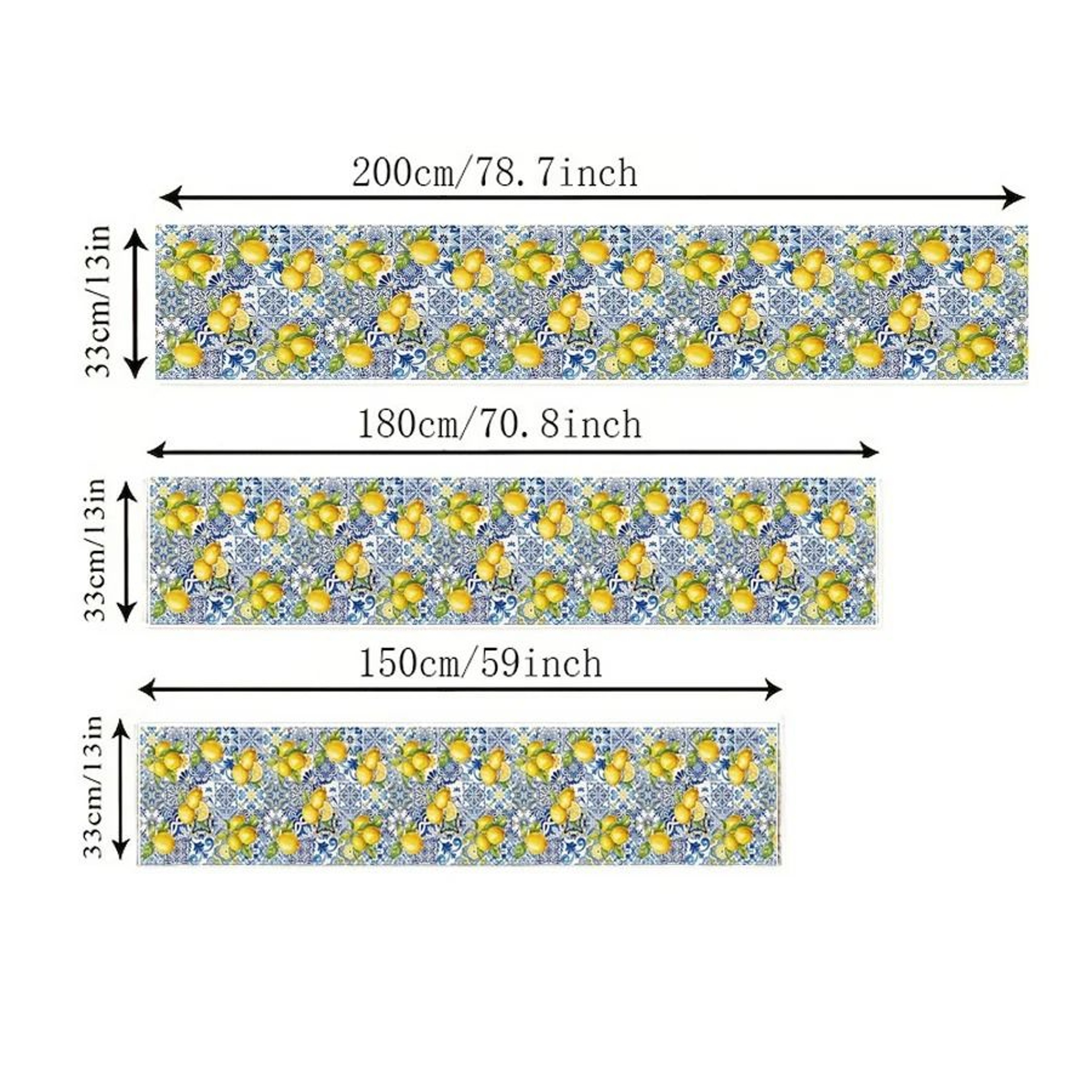 Summer Lemon Tiles Linen Table Runner  Farmhouse Kitchen Holiday Decor  Executive Dining Sanctuary  4