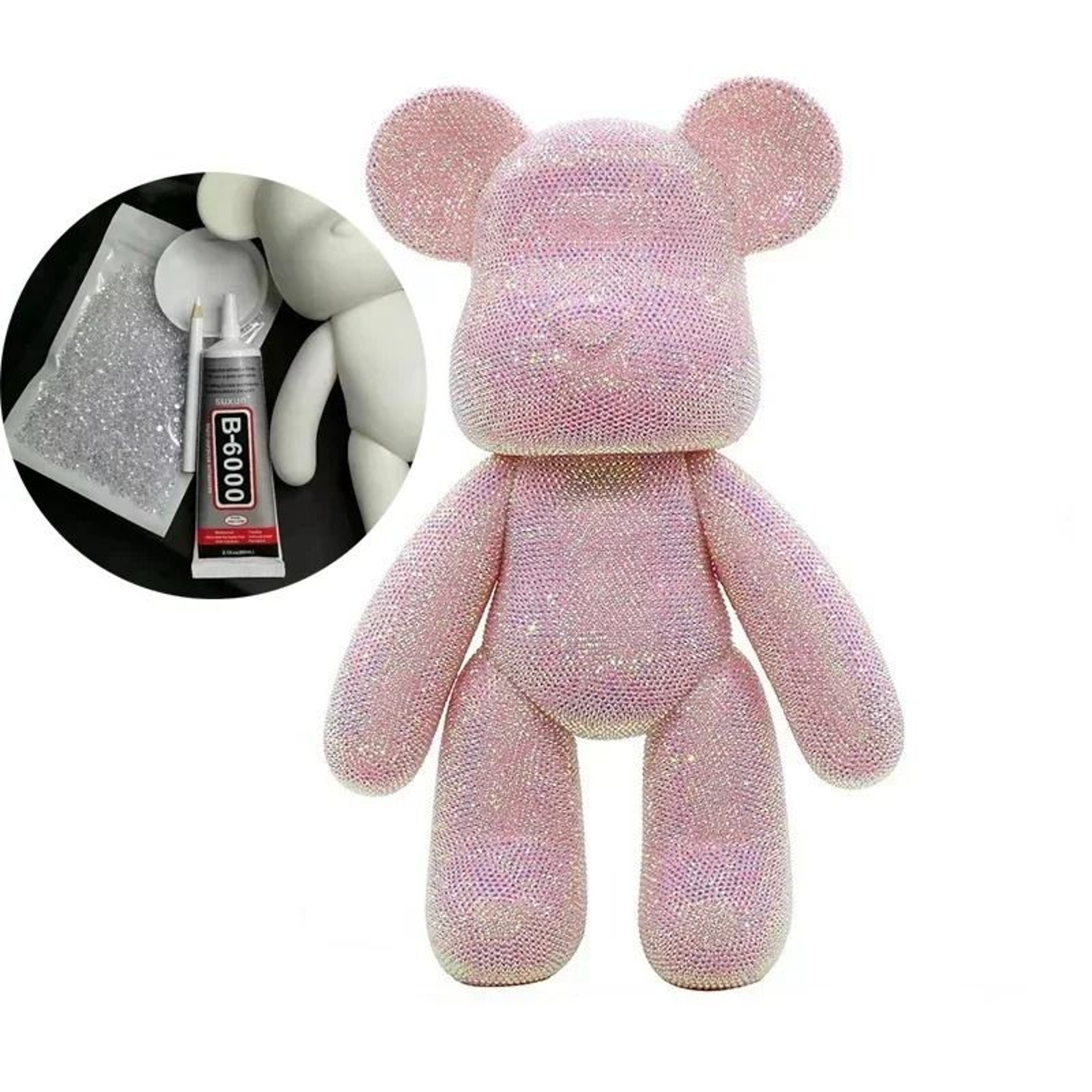 Rhinestone Crystal Bear Figure  Handcrafted Glitter Applique Doll  Executive Desktop  Creative Stud 10