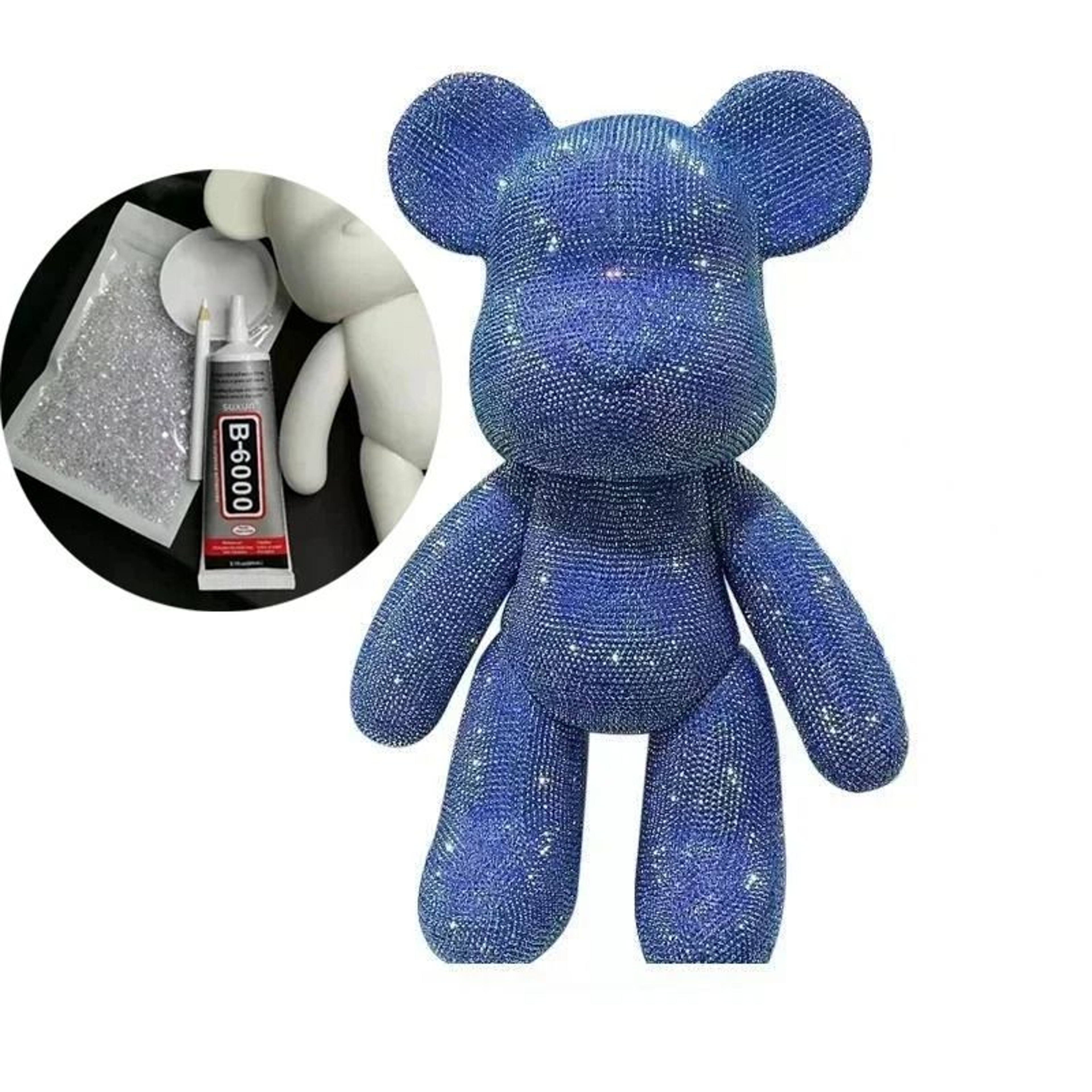 Rhinestone Crystal Bear Figure  Handcrafted Glitter Applique Doll  Executive Desktop  Creative Stud 12