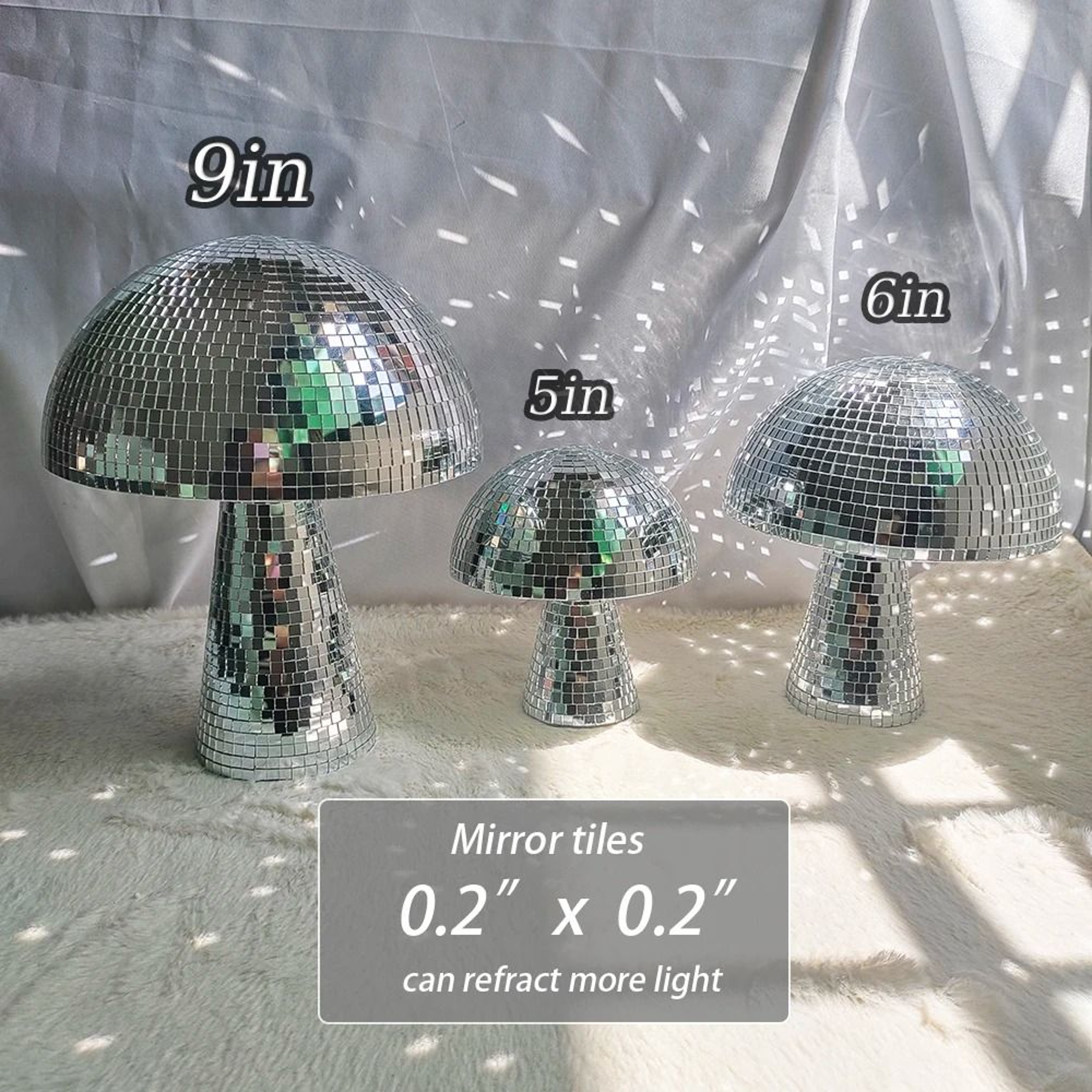 Prismatic Mushroom Disco Ball  HandFinished Mirror Tile Sculpture  Executive Studio  Party Sanctuar 6