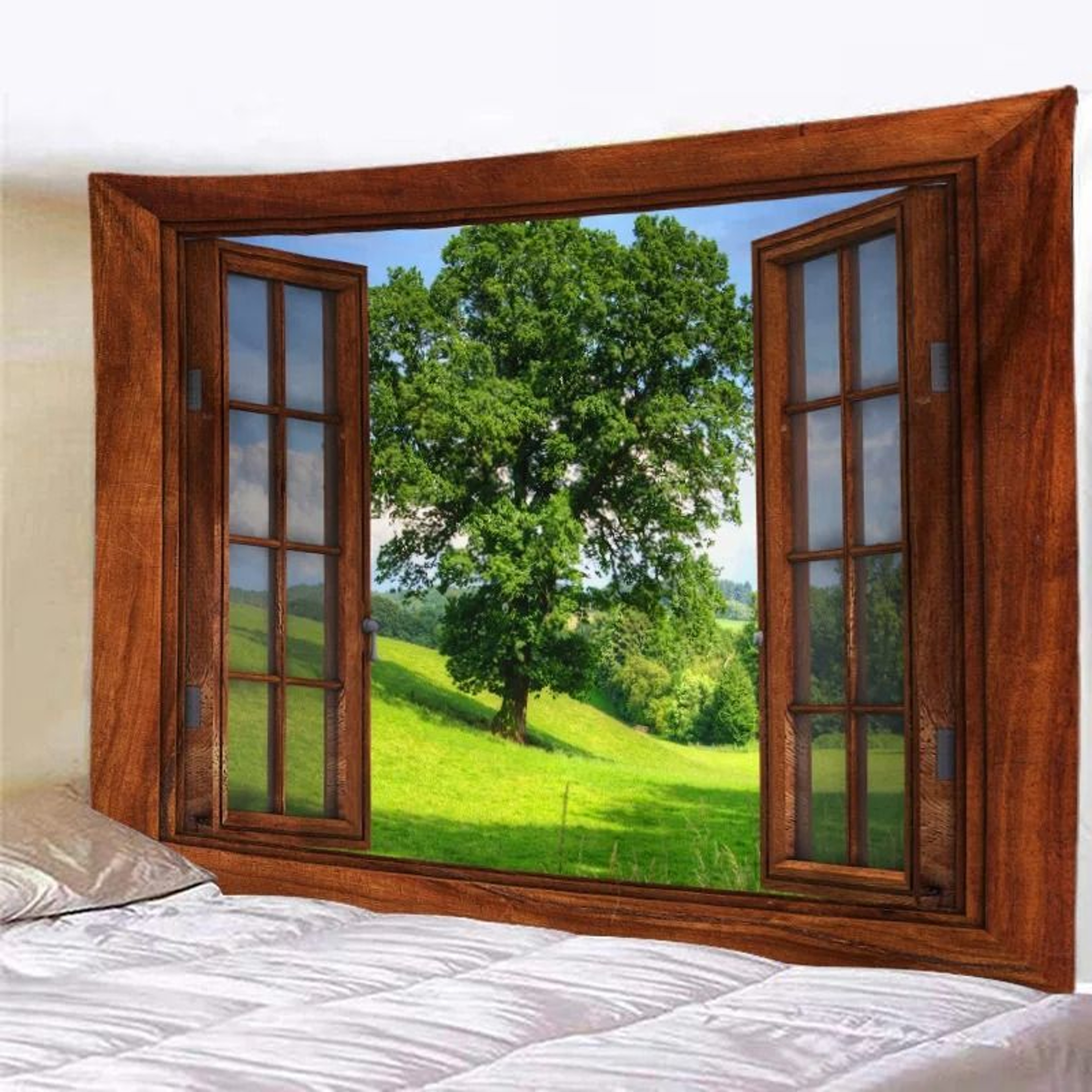 Scenic Aperture Mural  TreeHole Perspective Window Tapestry  Executive Studio  Nature Sanctuary Dec 1