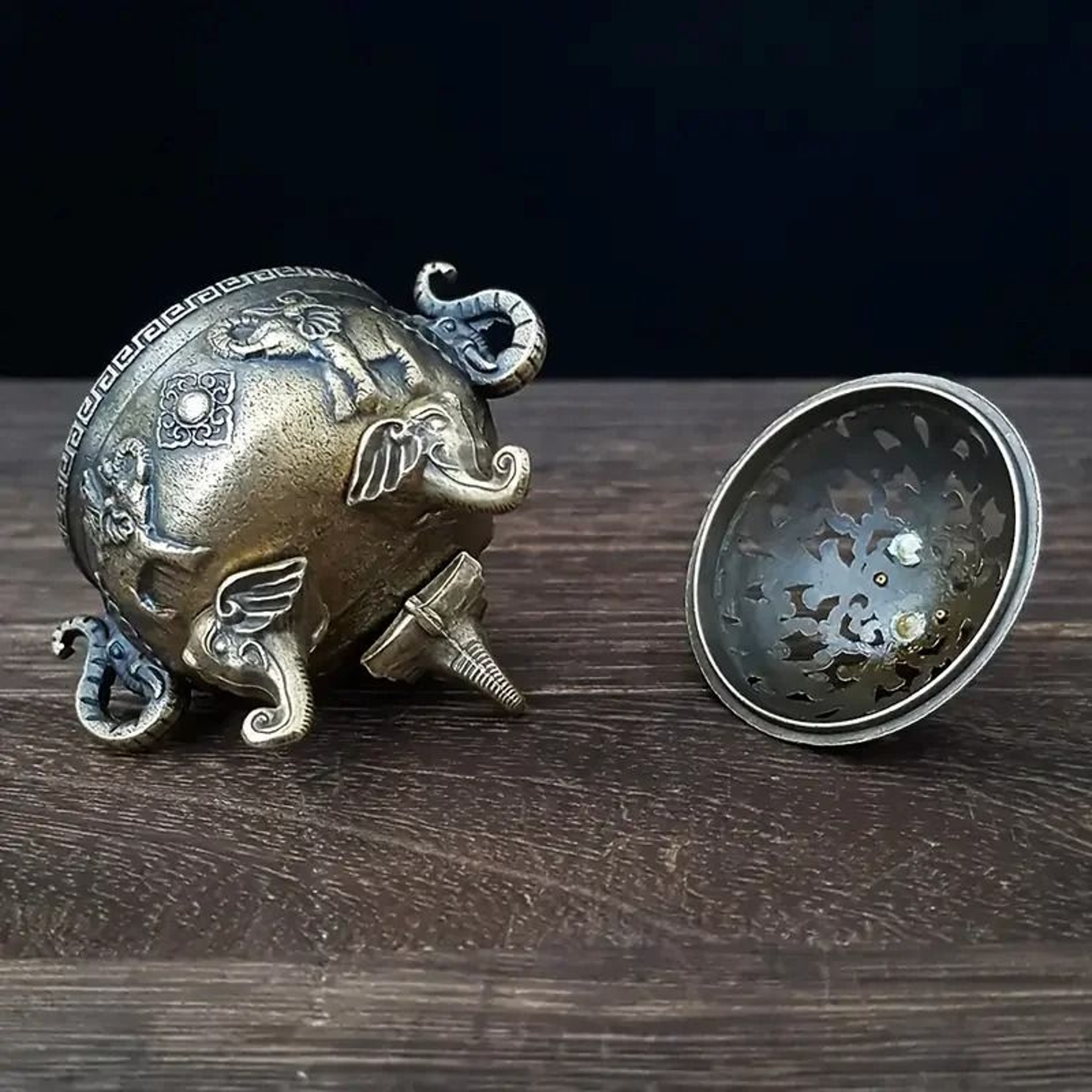 Majestic Elephant Censer  TripleLegged BrassTone Incense Burner  Executive Studio  Meditation Sanct 4