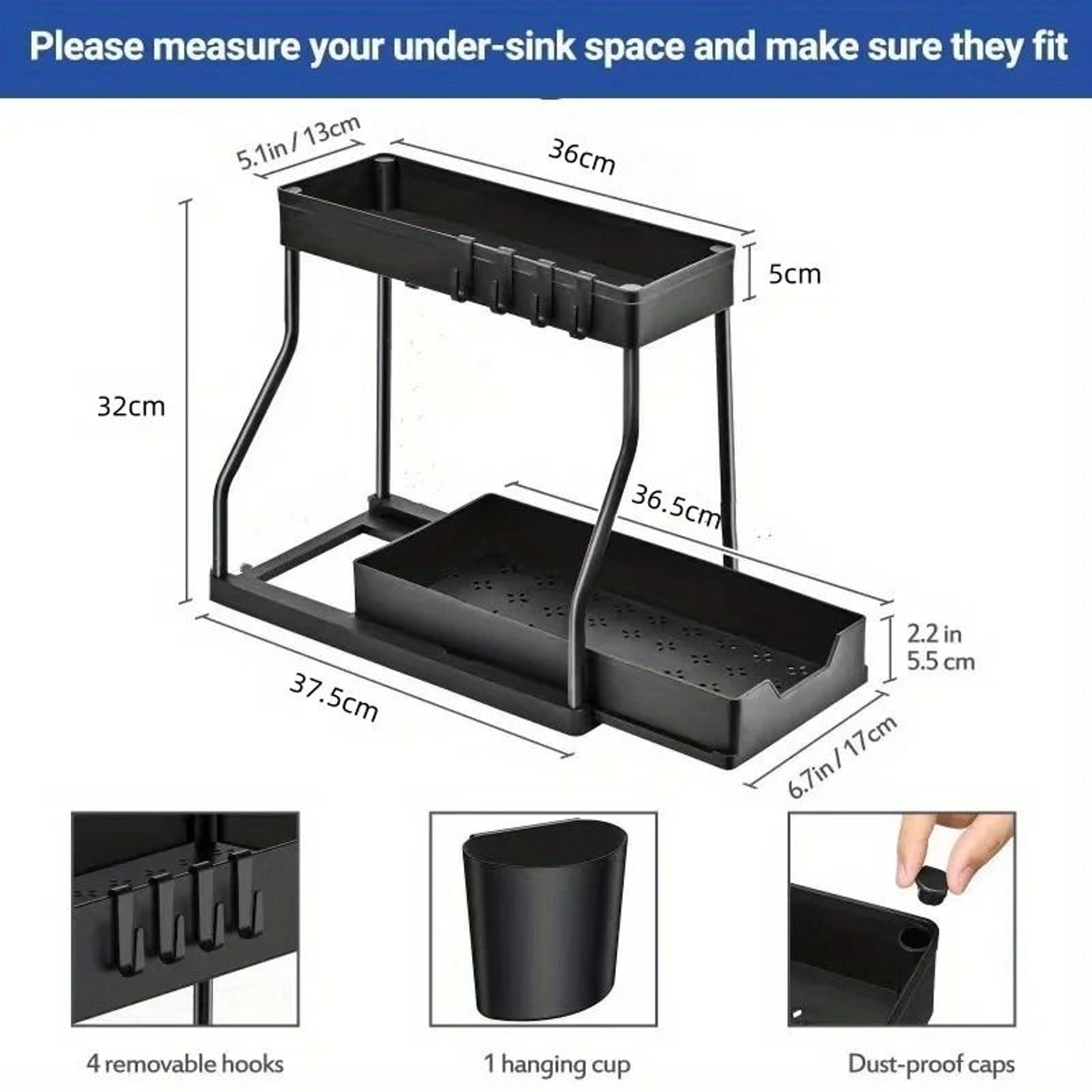 Nexus Tiered Glide  MultiLayer PullOut Kitchen  Bathroom Sink Organizer 5