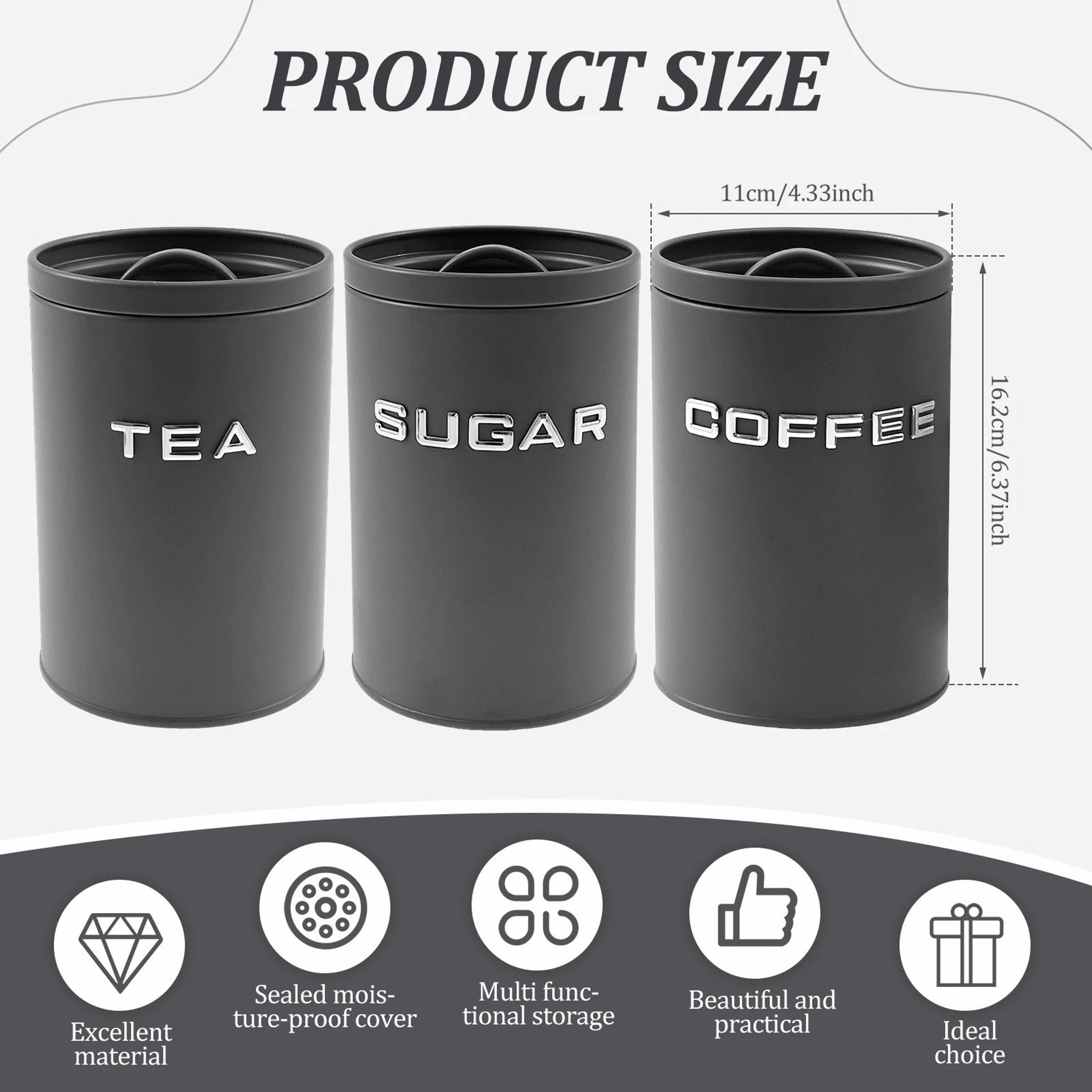 Nexus Essence Trio  Airtight Coffee Tea  Sugar Canister Set  Executive Countertop Storage  Ritual S 1