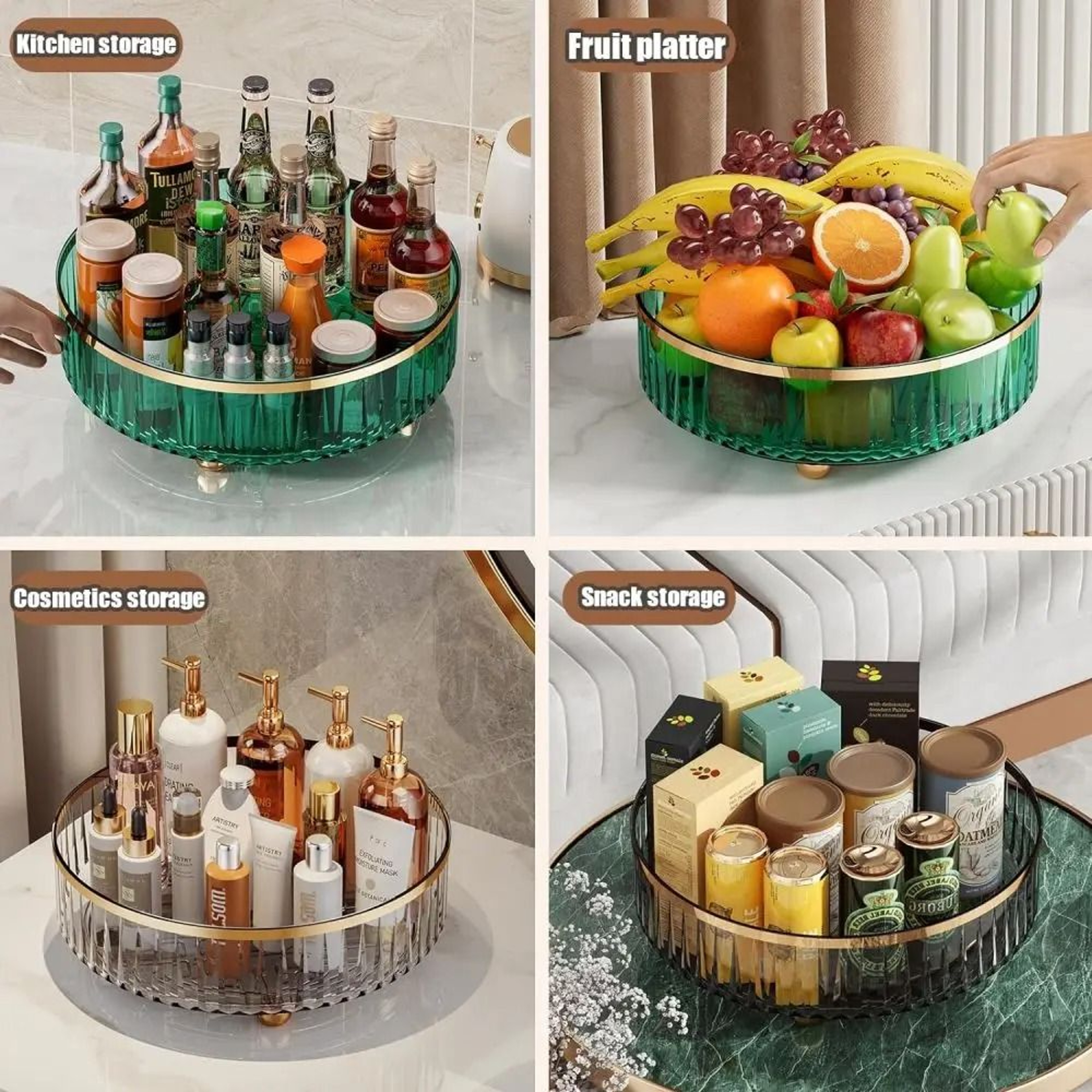 Rotating Clear Container Bin  Round Countertop Spice  Bottle Organizer  Executive Pantry  Cabinet T 2