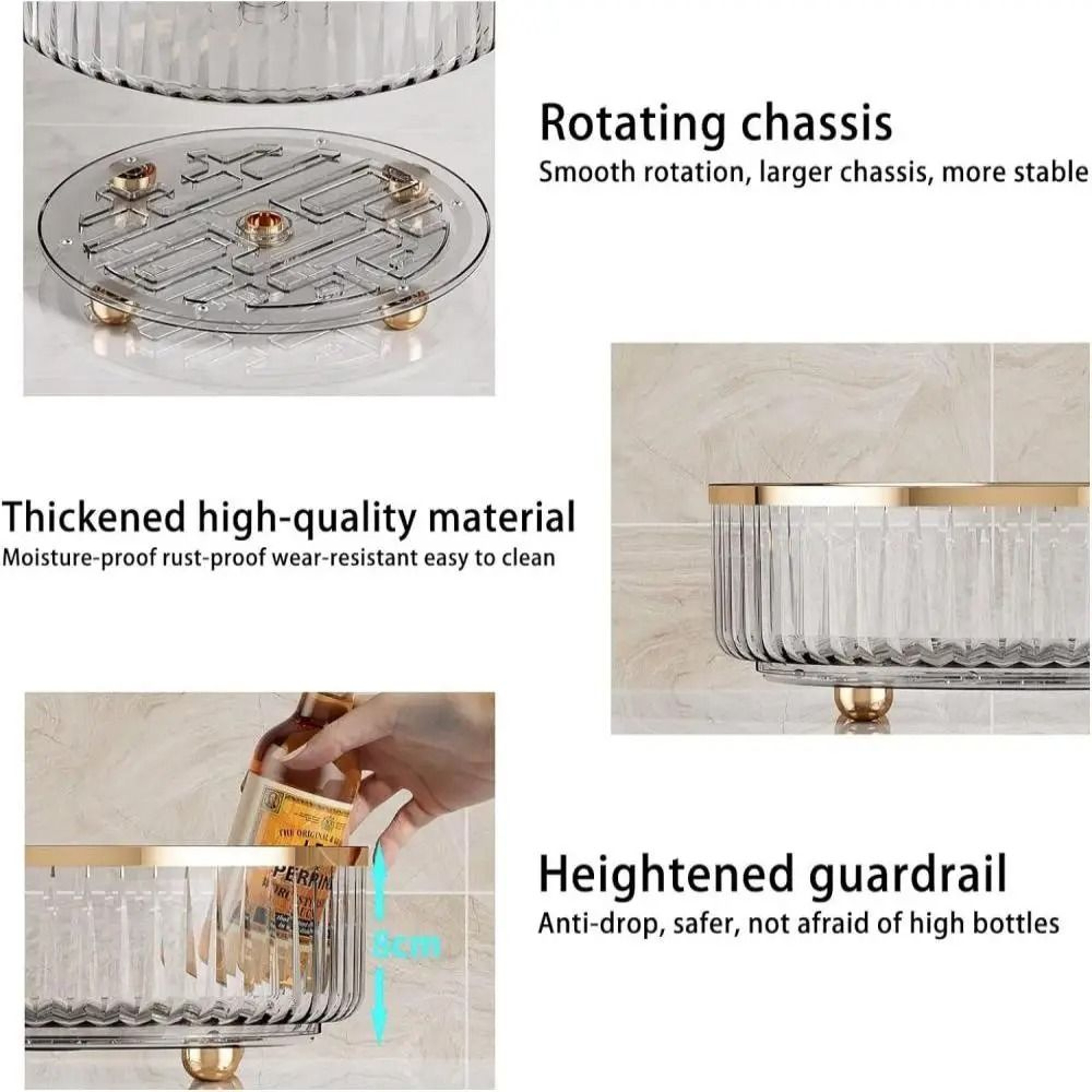 Rotating Clear Container Bin  Round Countertop Spice  Bottle Organizer  Executive Pantry  Cabinet T 3