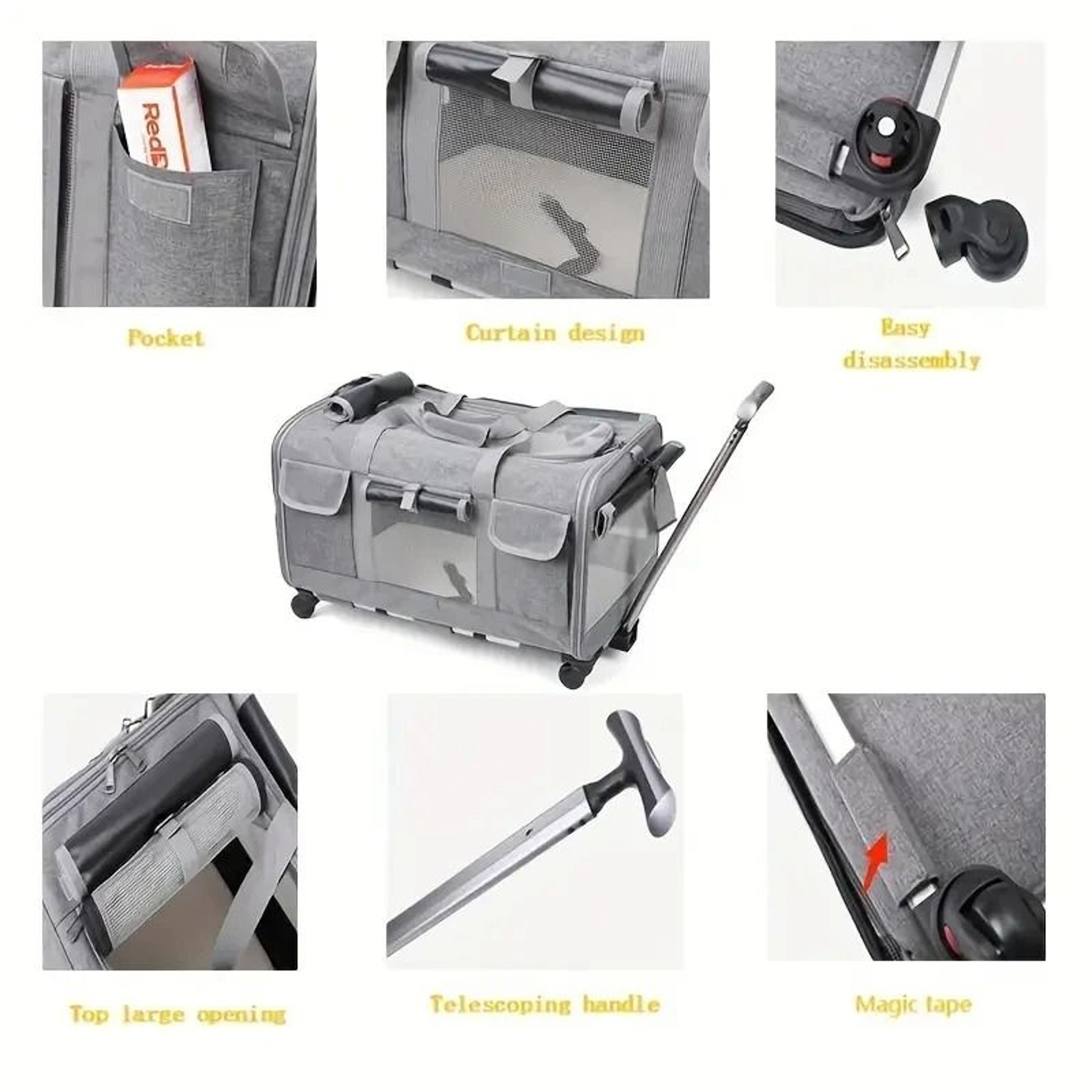 Extra Large Portable Pet Trolley Case  Detachable Foldable Travel Carrier Bag For Cats And Dogs 2