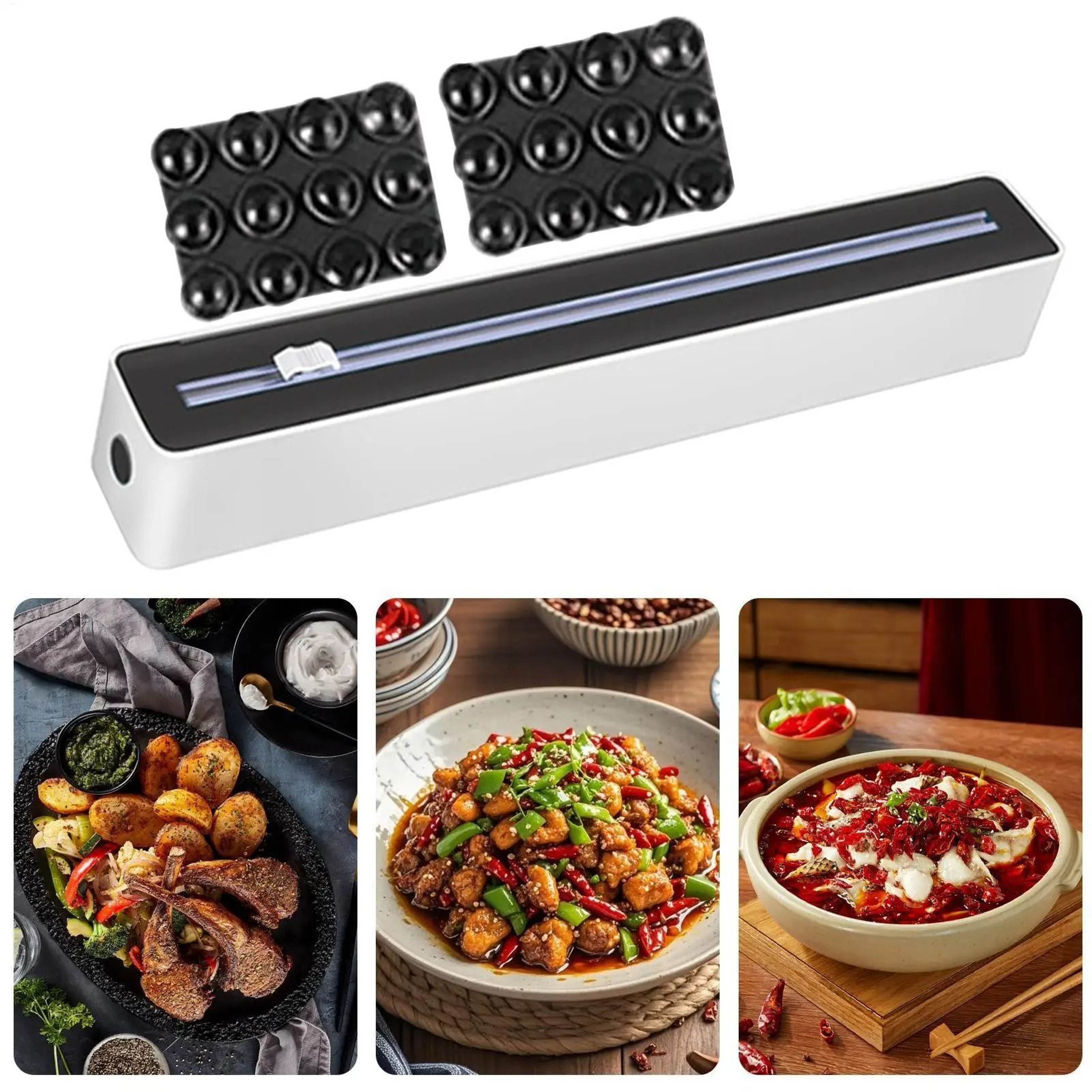 Magnetic Food Wrap Dispenser With Slide Cutter  Suction Cup Base 4