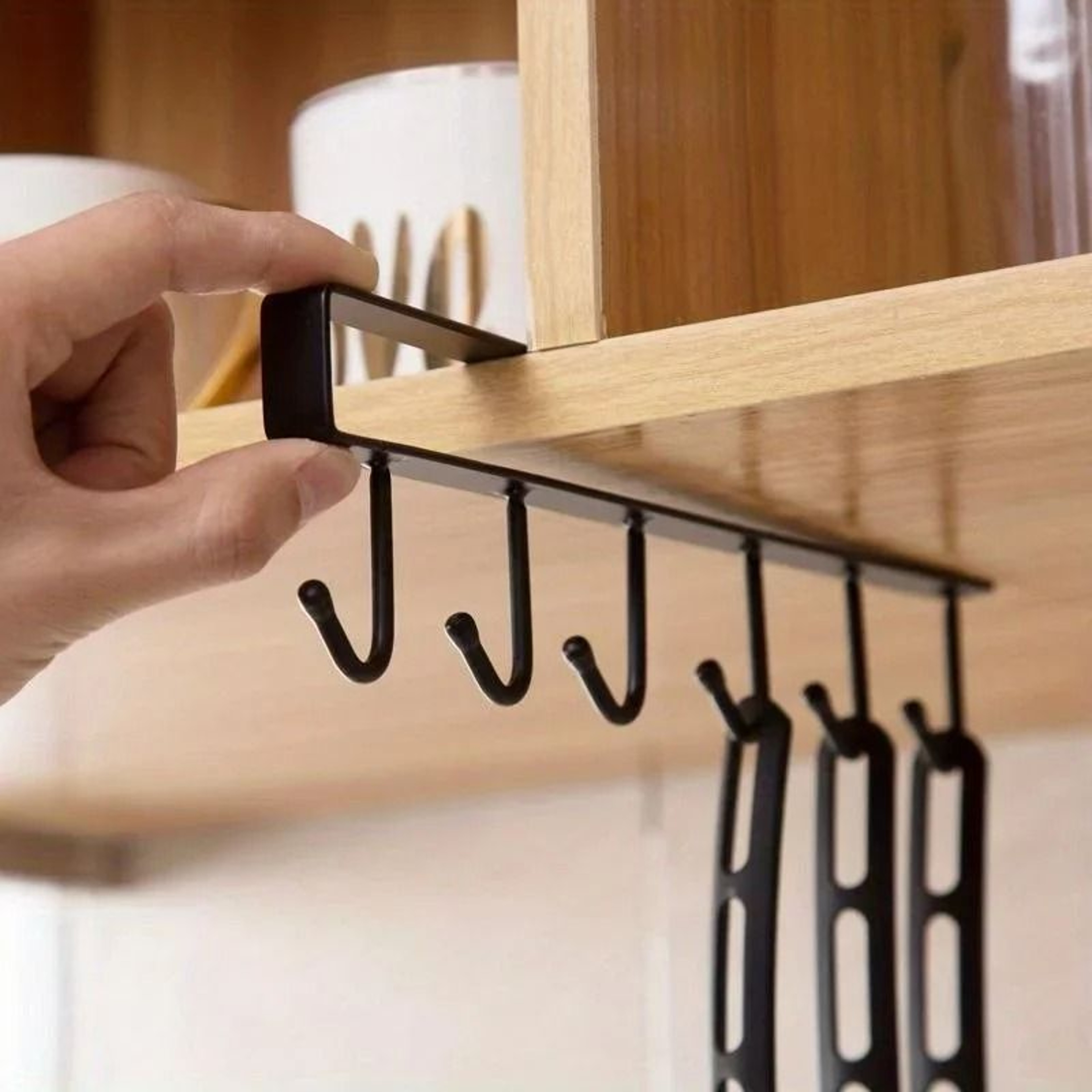 UnderCabinet 6Hook Hanging Mug Holder  Kitchen Storage Rack 1