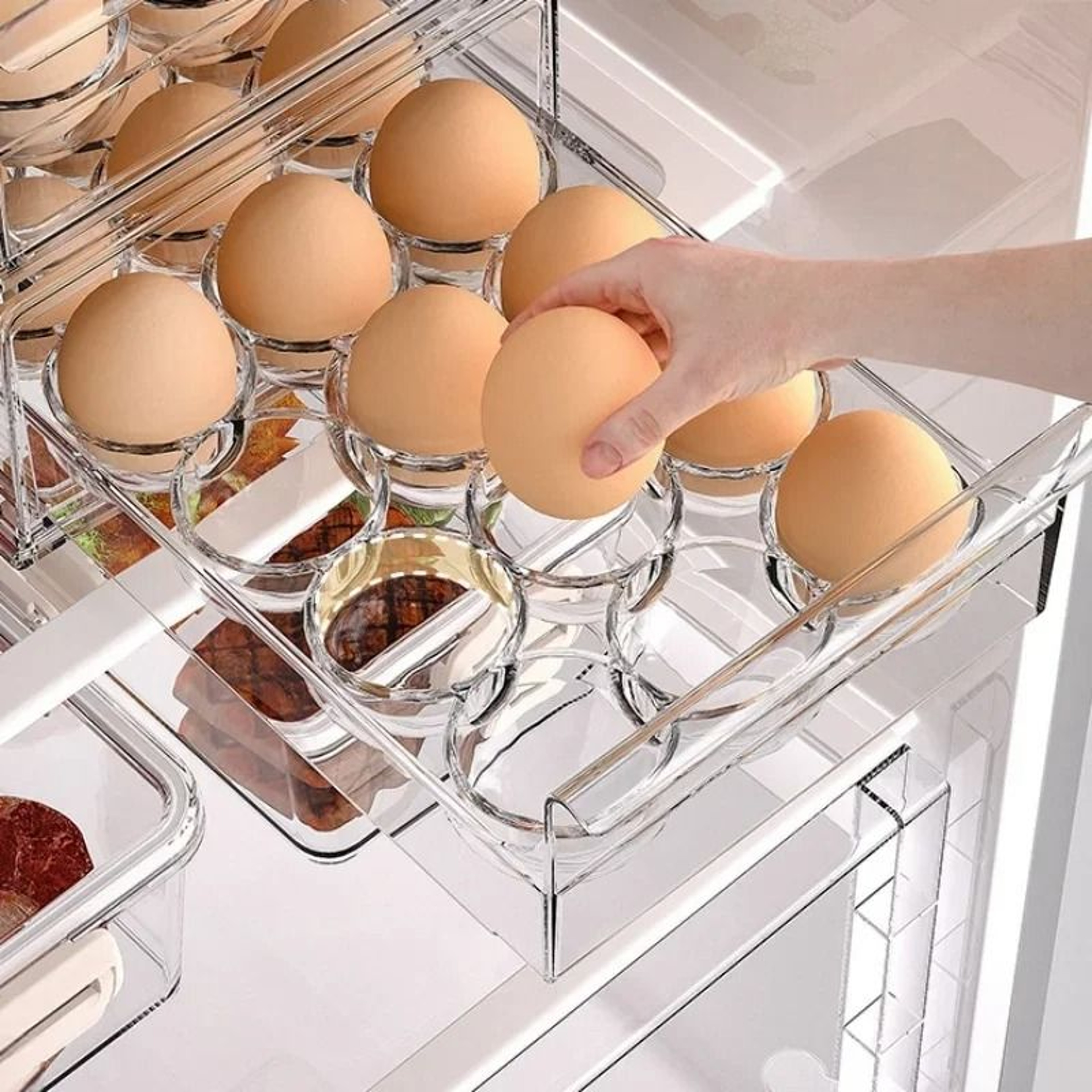 DrawerType FoodGrade Egg Storage Box  Stackable Fridge Organizer 3