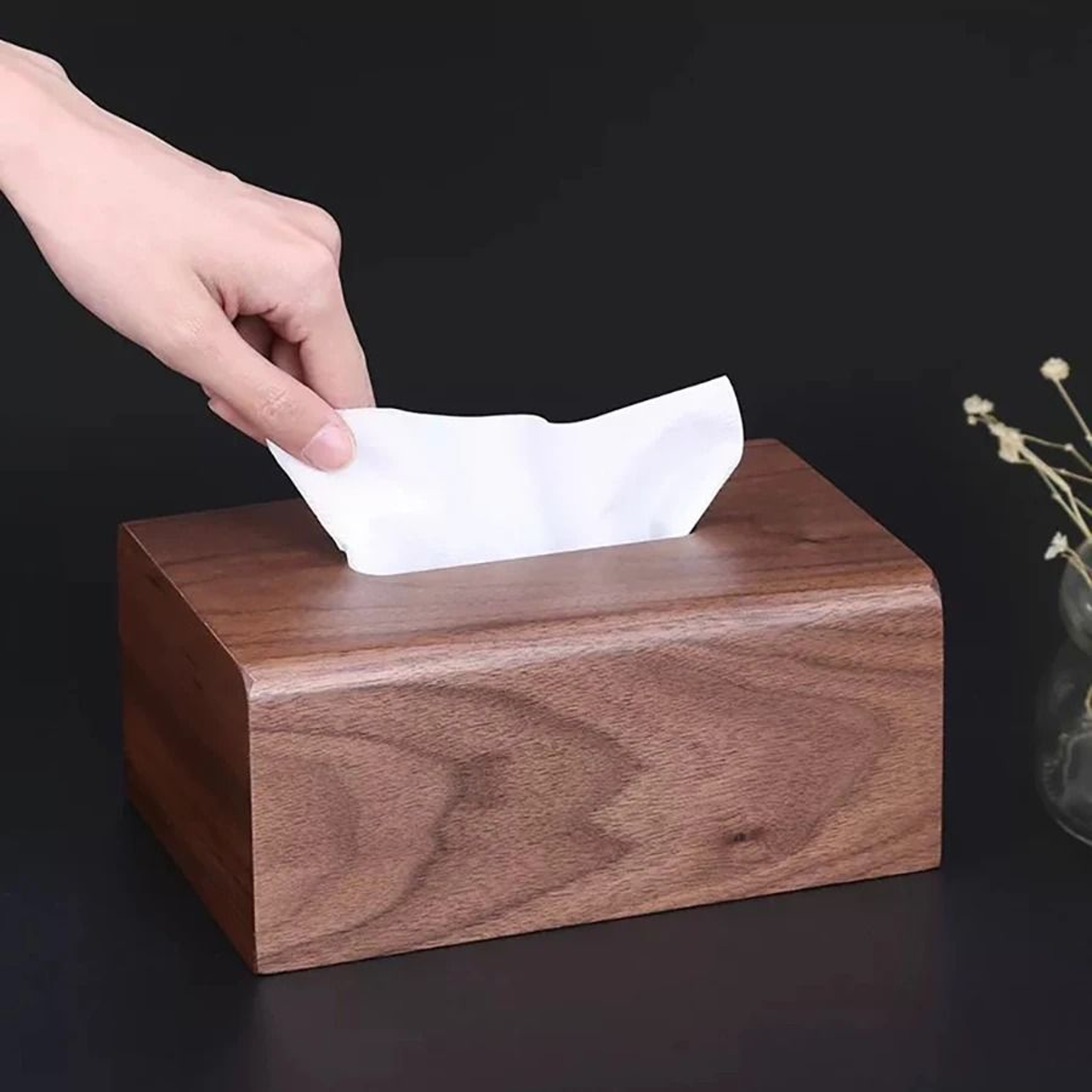 Solid Wood Walnut Tissue Box  Luxury Desktop Paper Storage Case 4