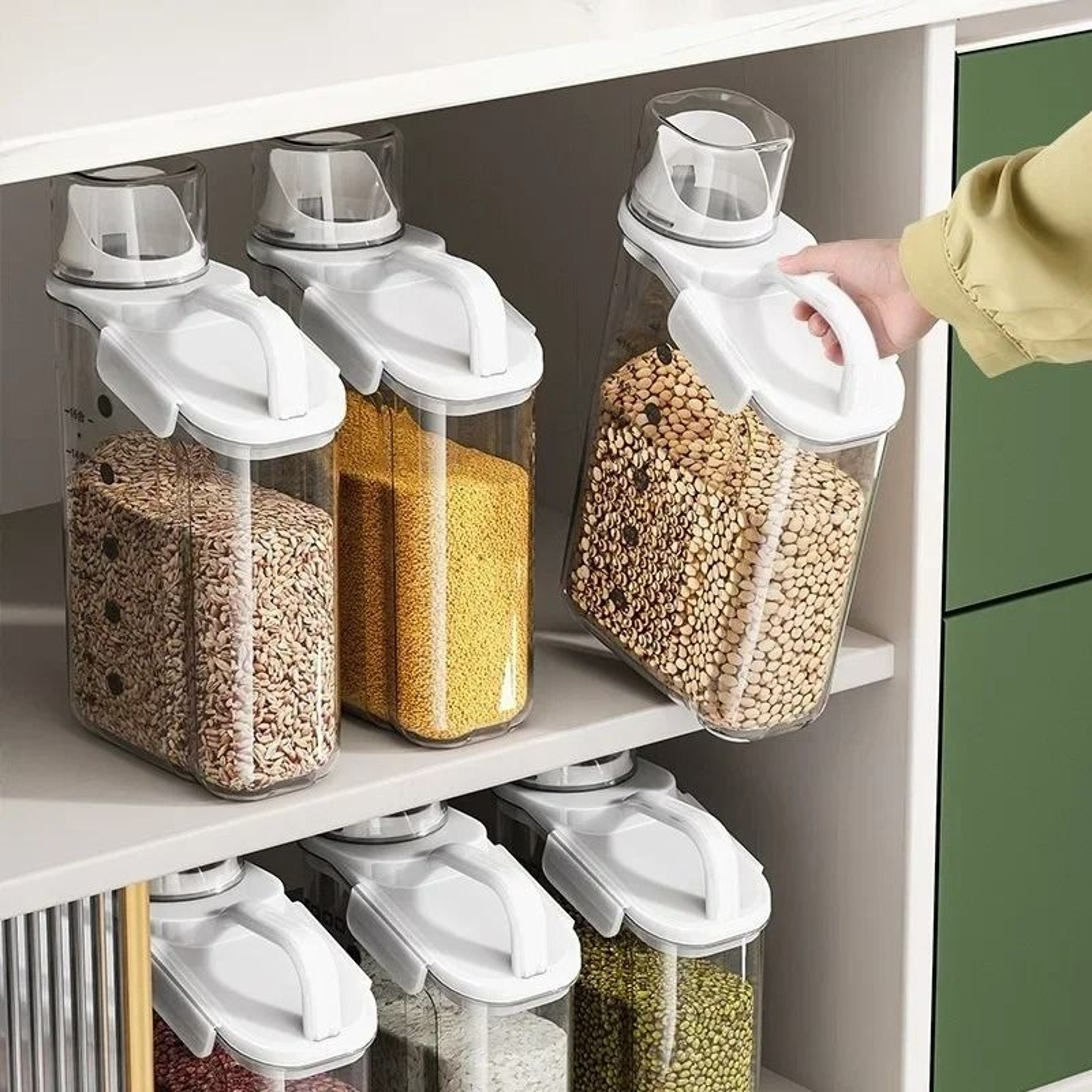 1500ML Grain Storage Tank  Airtight Cereal Storage Dispenser Box With Measuring Cup 2