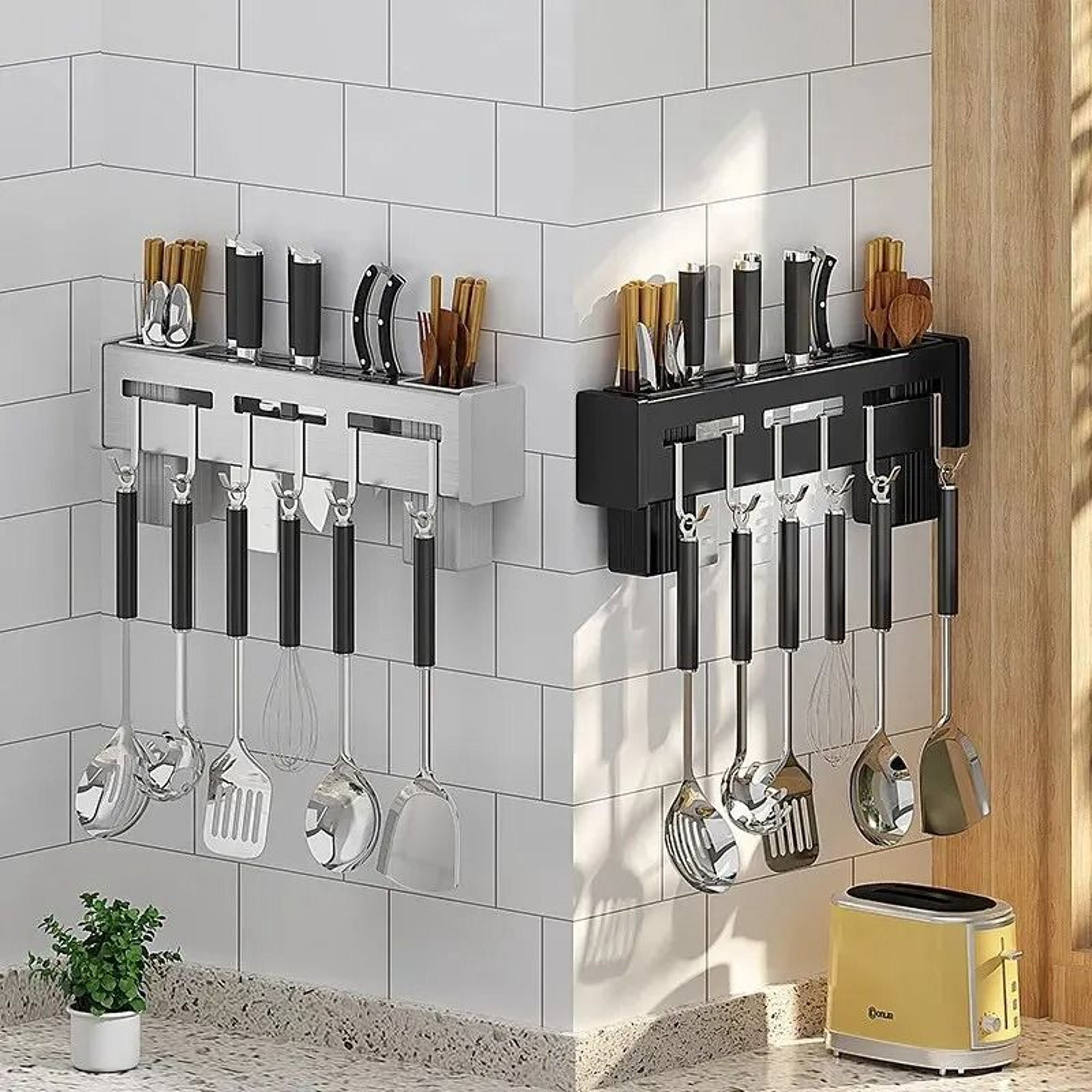 WallMounted Stainless Steel Knife Holder  Kitchen Tool Storage Rack 4