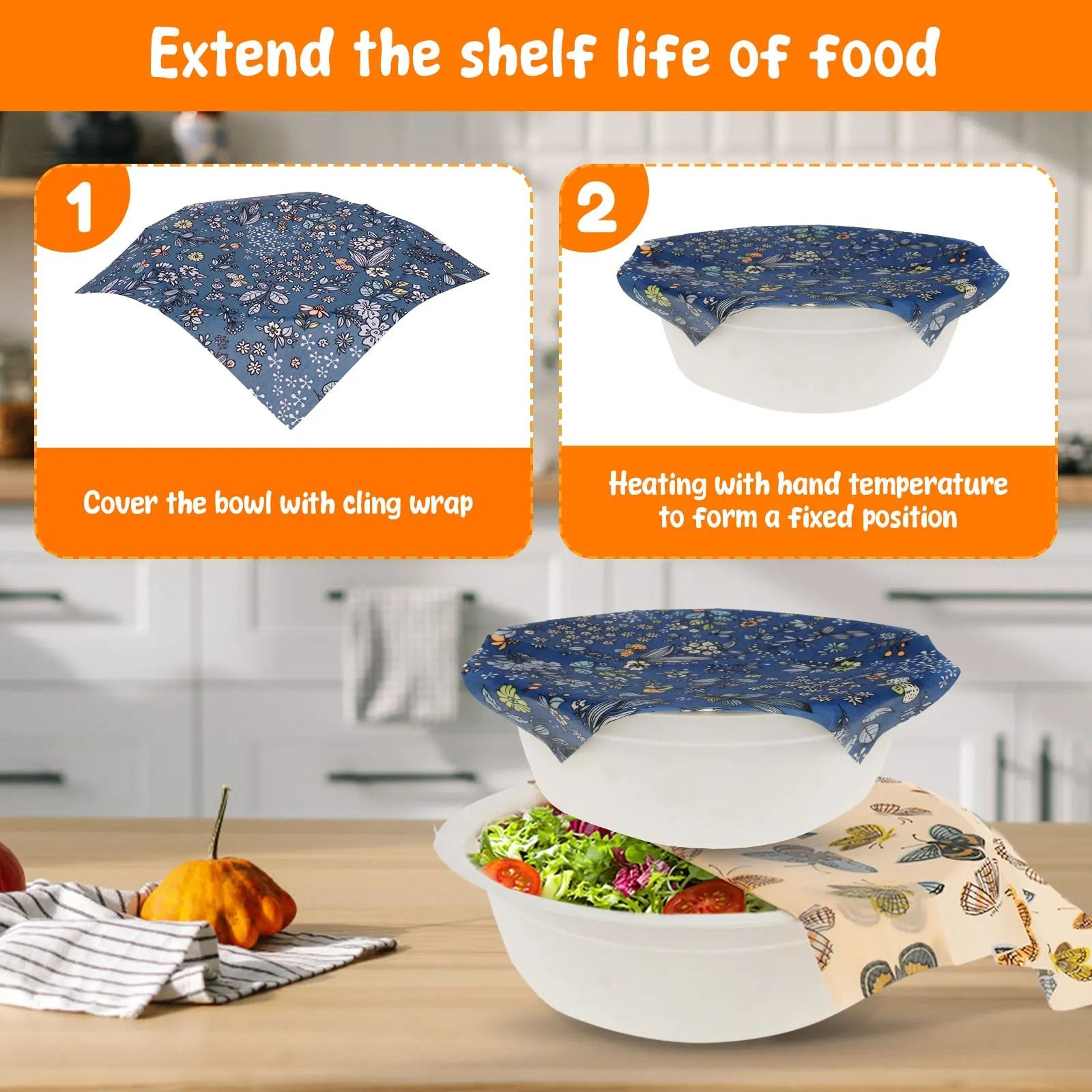 11 Pcs Reusable Beeswax Food Wrap Set  Organic Cotton EcoFriendly Storage Covers 3