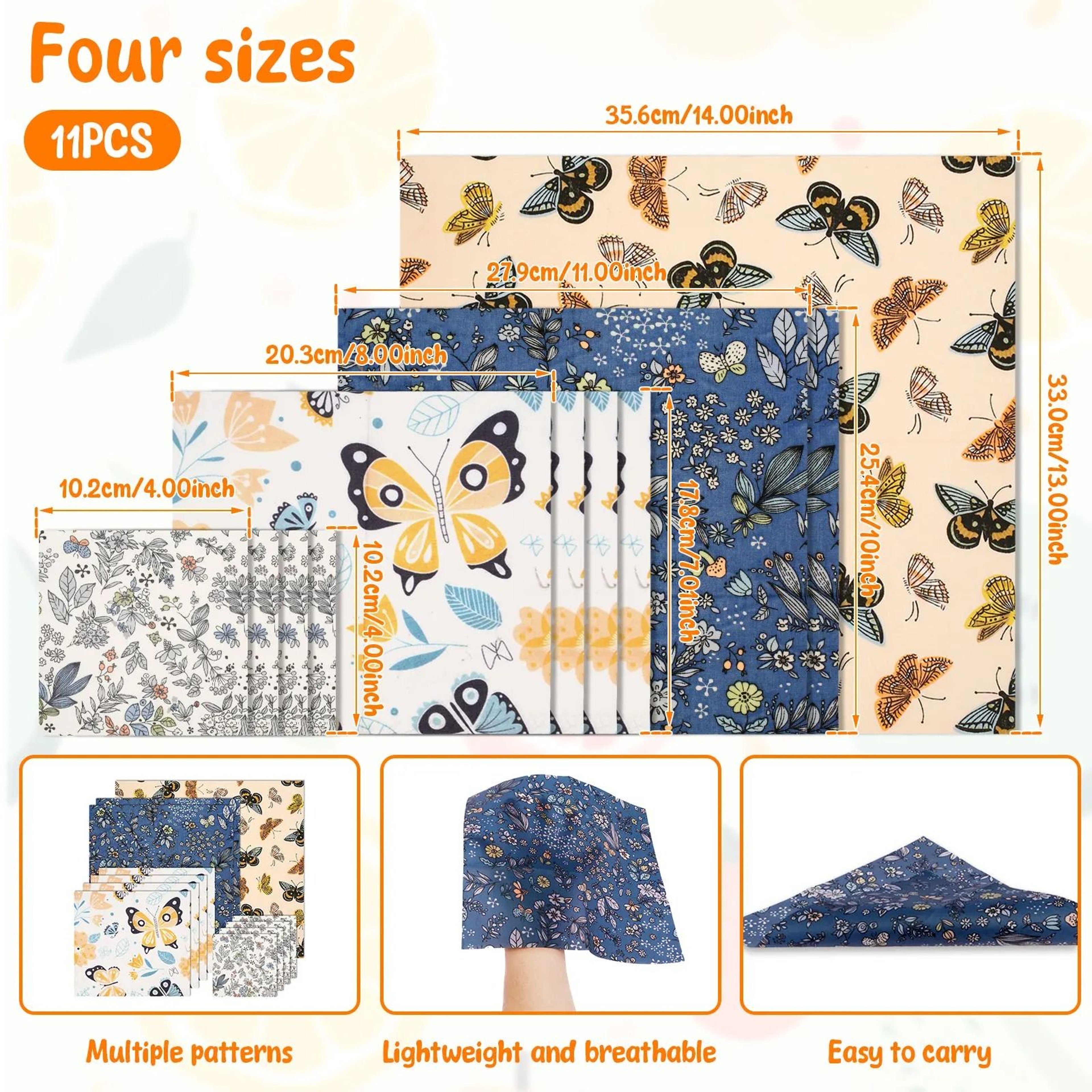 11 Pcs Reusable Beeswax Food Wrap Set  Organic Cotton EcoFriendly Storage Covers 5
