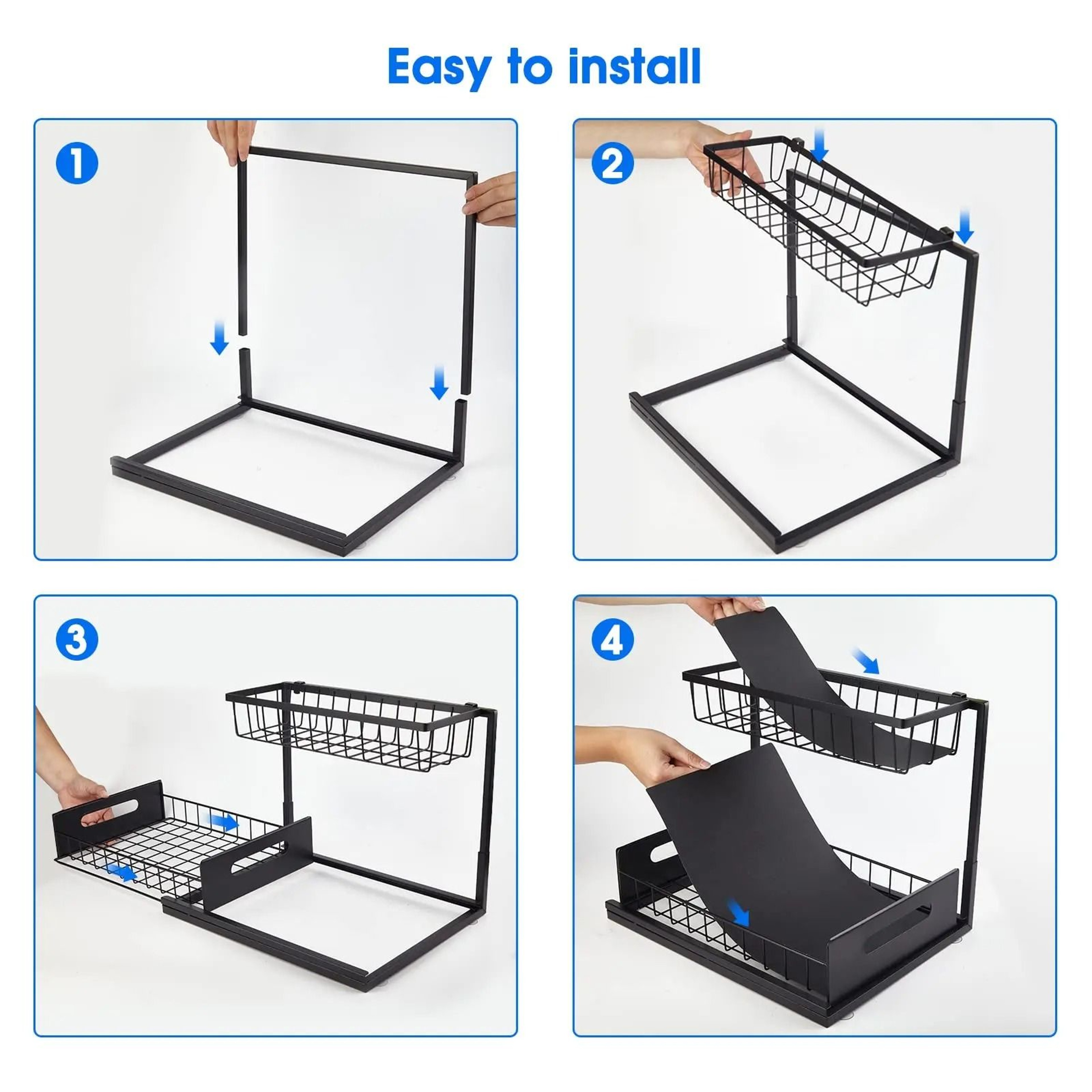 UnderSink 2Tier Sliding Cabinet Basket Organizer  MultiPurpose PullOut Storage Drawer Caddy 5