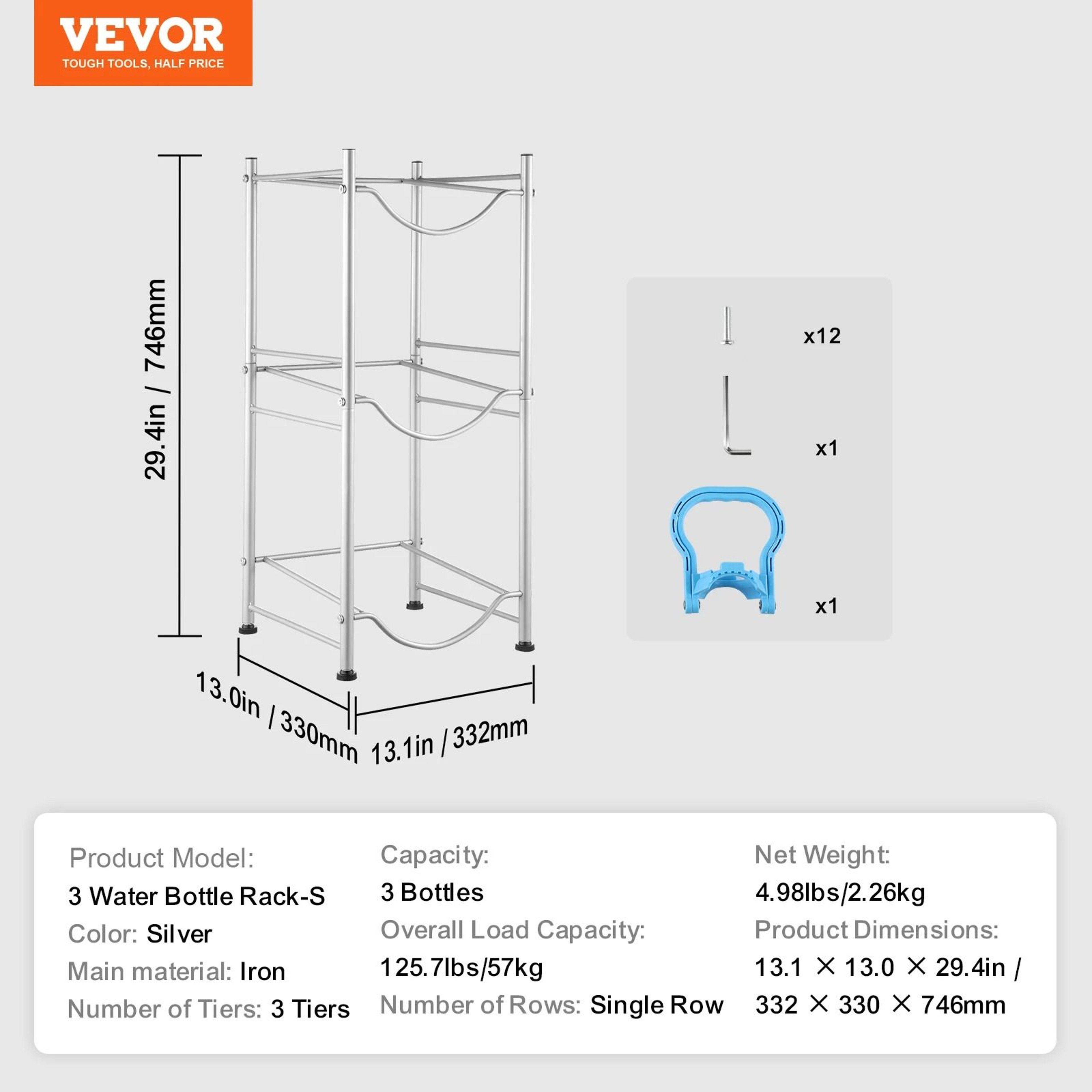 SucceBuy Premium HeavyDuty Water Jug Holder  345Tier Industrial Iron Water Bottle Storage Rack 17